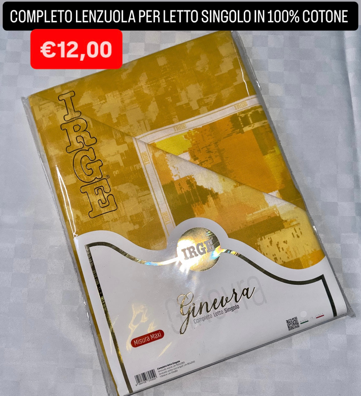 COMPLETO LENZUOLA SINGOLO IN 100% COTONE Lenzuolo sopra,Lenzuolo sotto con angoli e Federa