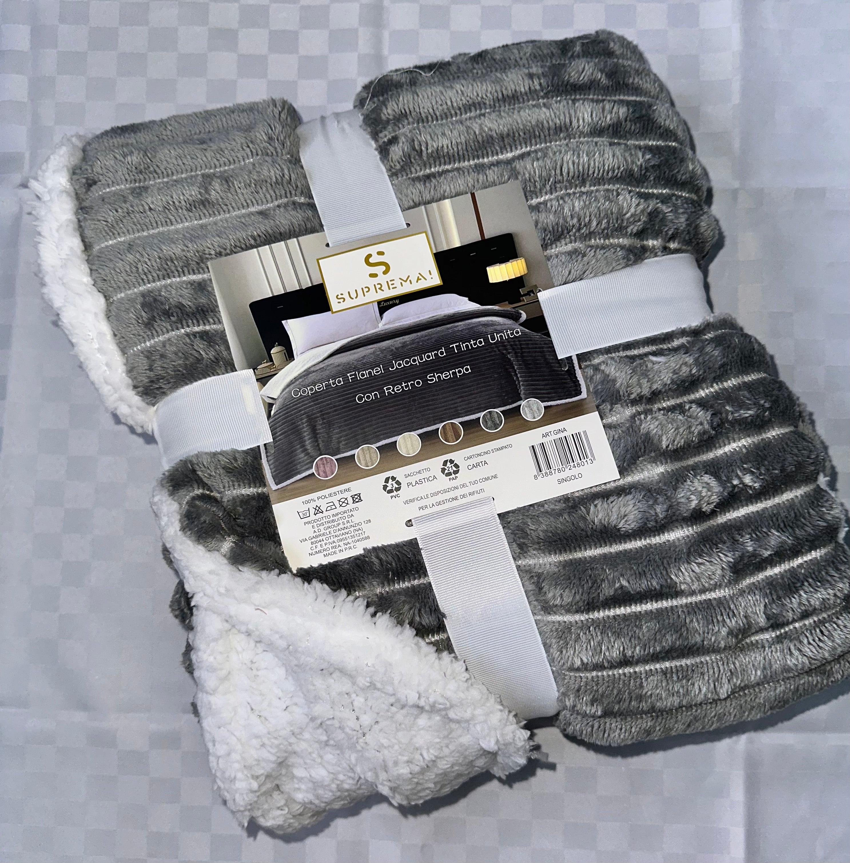 COPERTA PLAID IN MORBIDO PILE CON STRATO DI PELLICCIA SOTTO misura 160x200cm