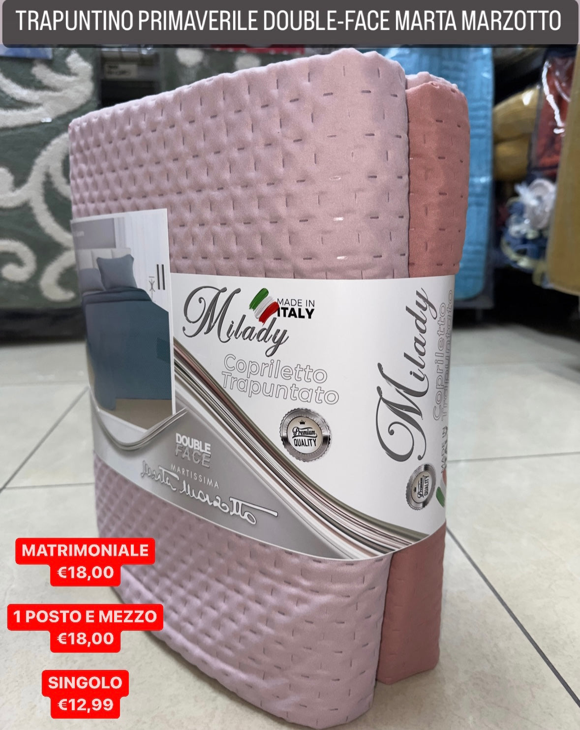 TRAPUNTINO COPRILETTO PRIMAVERILE MARTA MARZOTTO Matrimoniale Singolo e 1 Posto e mezzo.