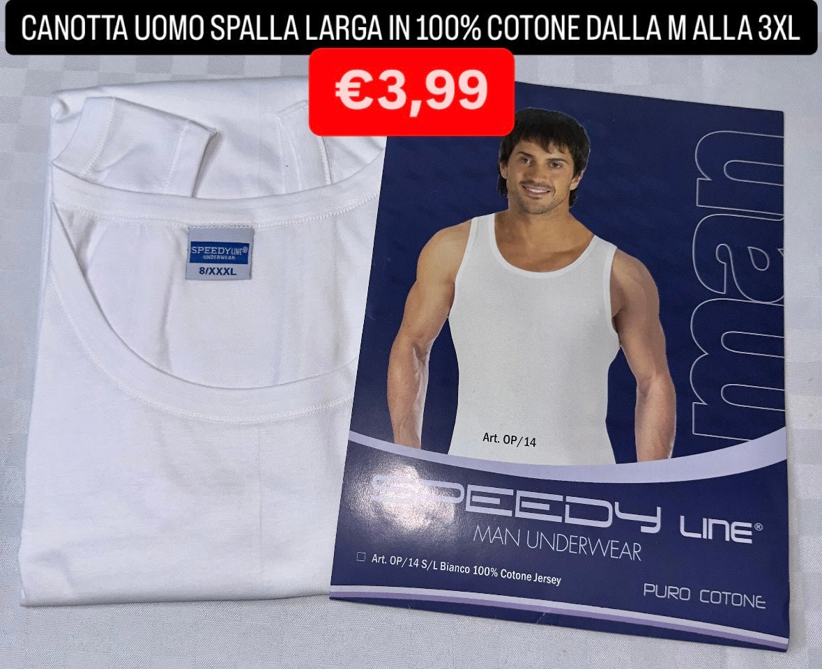 CANOTTA UOMO SPALLA LARGA IN 100% COTONE