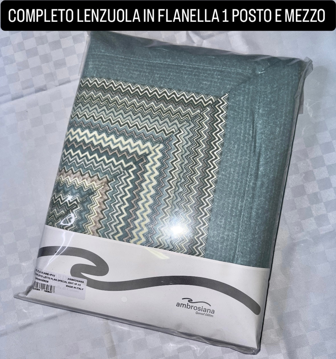 COMPLETO LENZUOLA 1 POSTO E MEZZO IN FLANELLA Lenzuolo sopra,Lenzuolo sotto con angoli e Federa