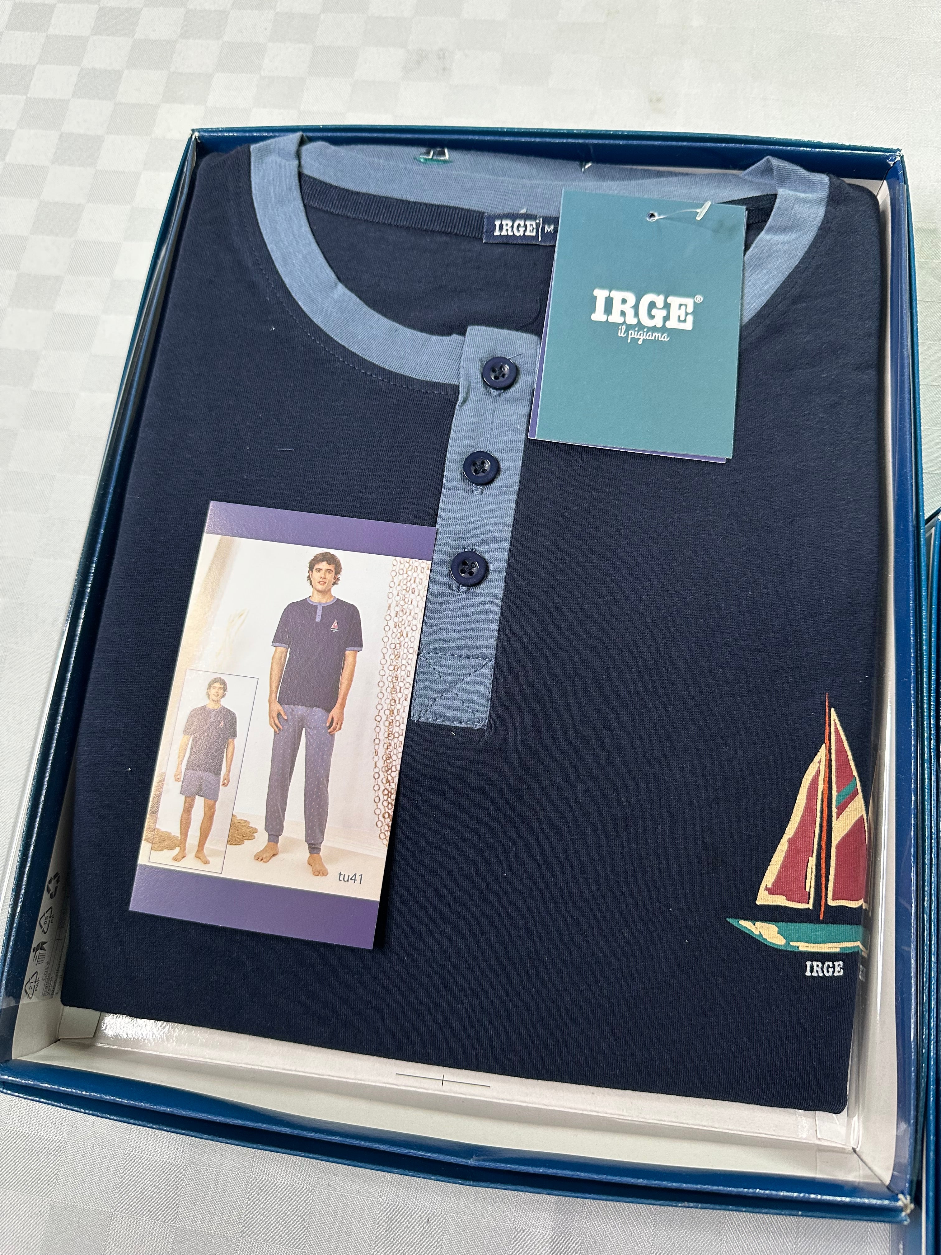 PIGIAMA UOMO 3 PEZZI IN 100% COTONE Maglia mezza manica, Pantalone lungo e Pantaloncino corto