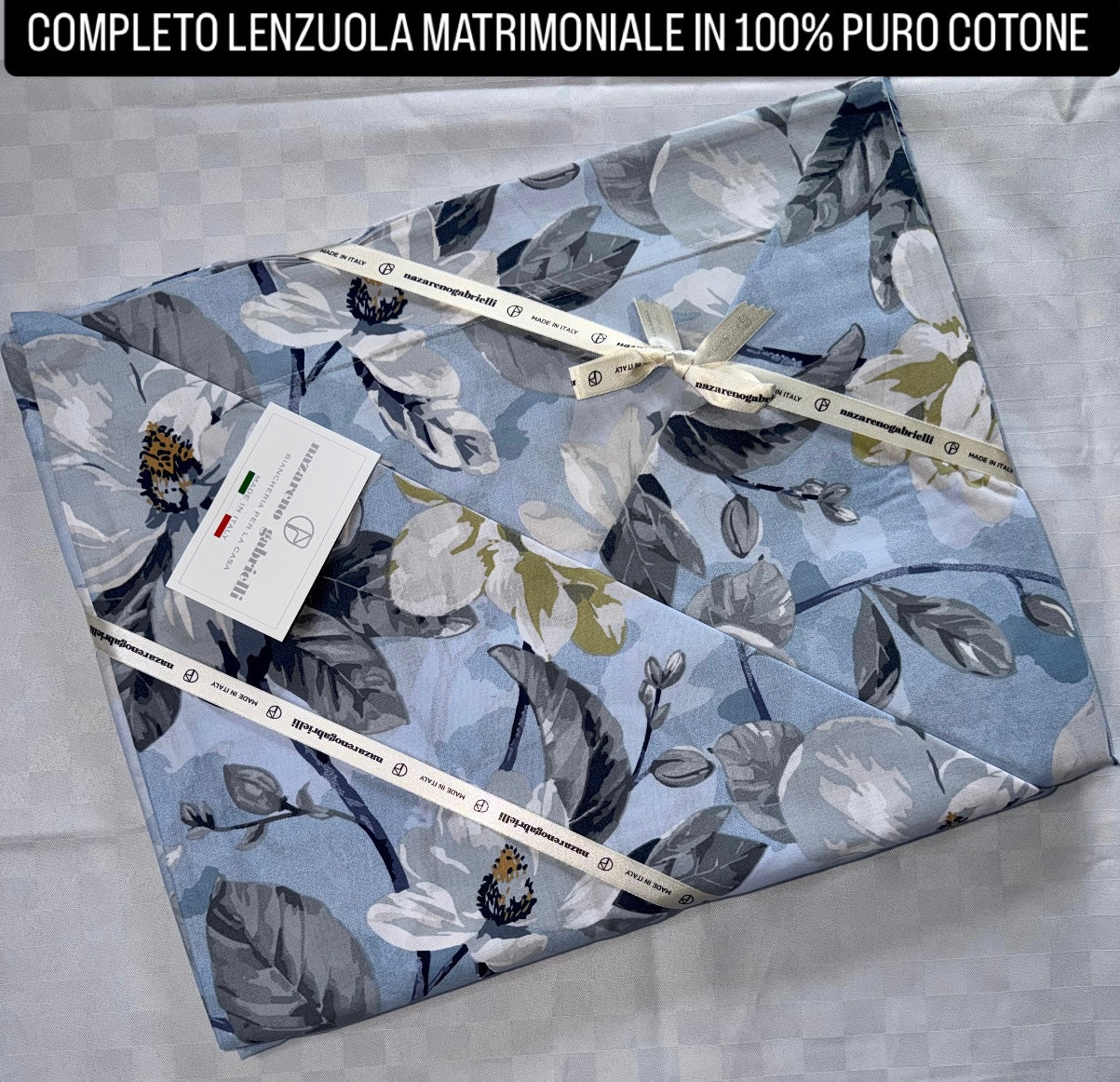 COMPLETO LENZUOLA MATRIMONIALE IN 100% PURO COTONE , contiene Lenzuolo sopra, Lenzuolo sotto con angoli e due Federe