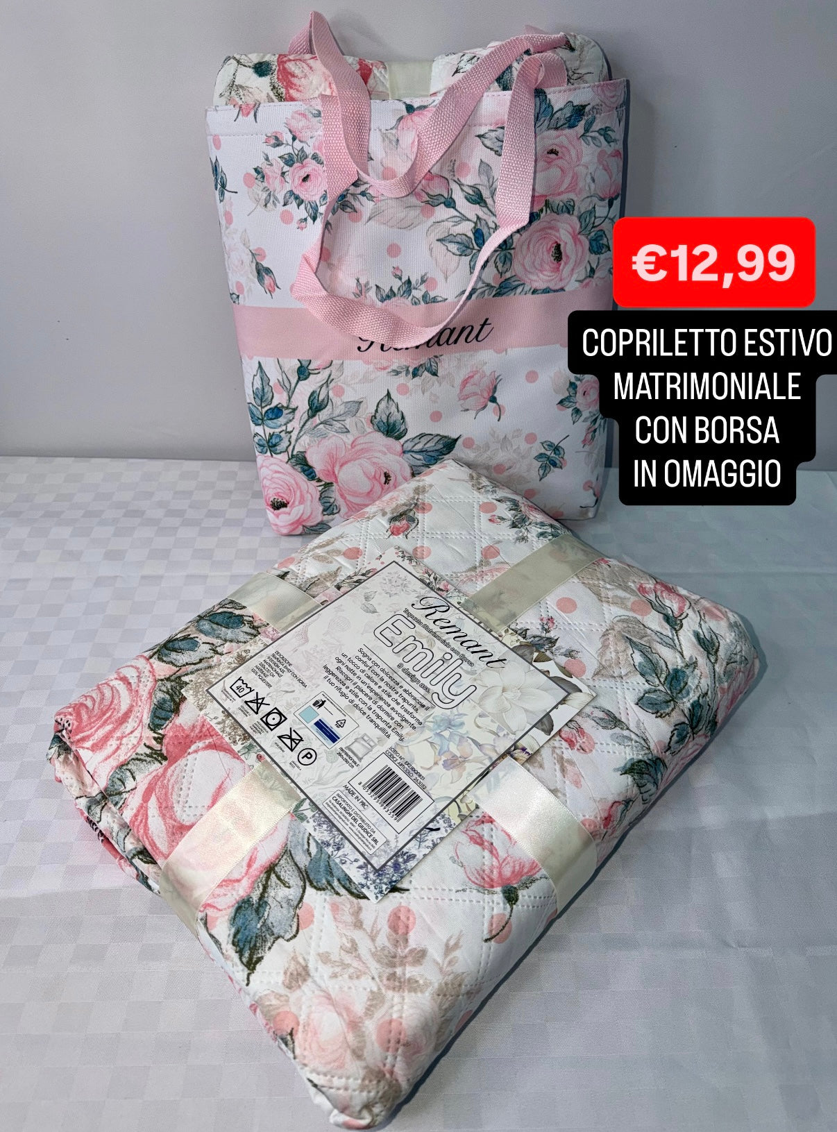 COPRILETTO ESTIVO MATRIMONIALE misura 250x260cm CON BORSA IN OMAGGIO