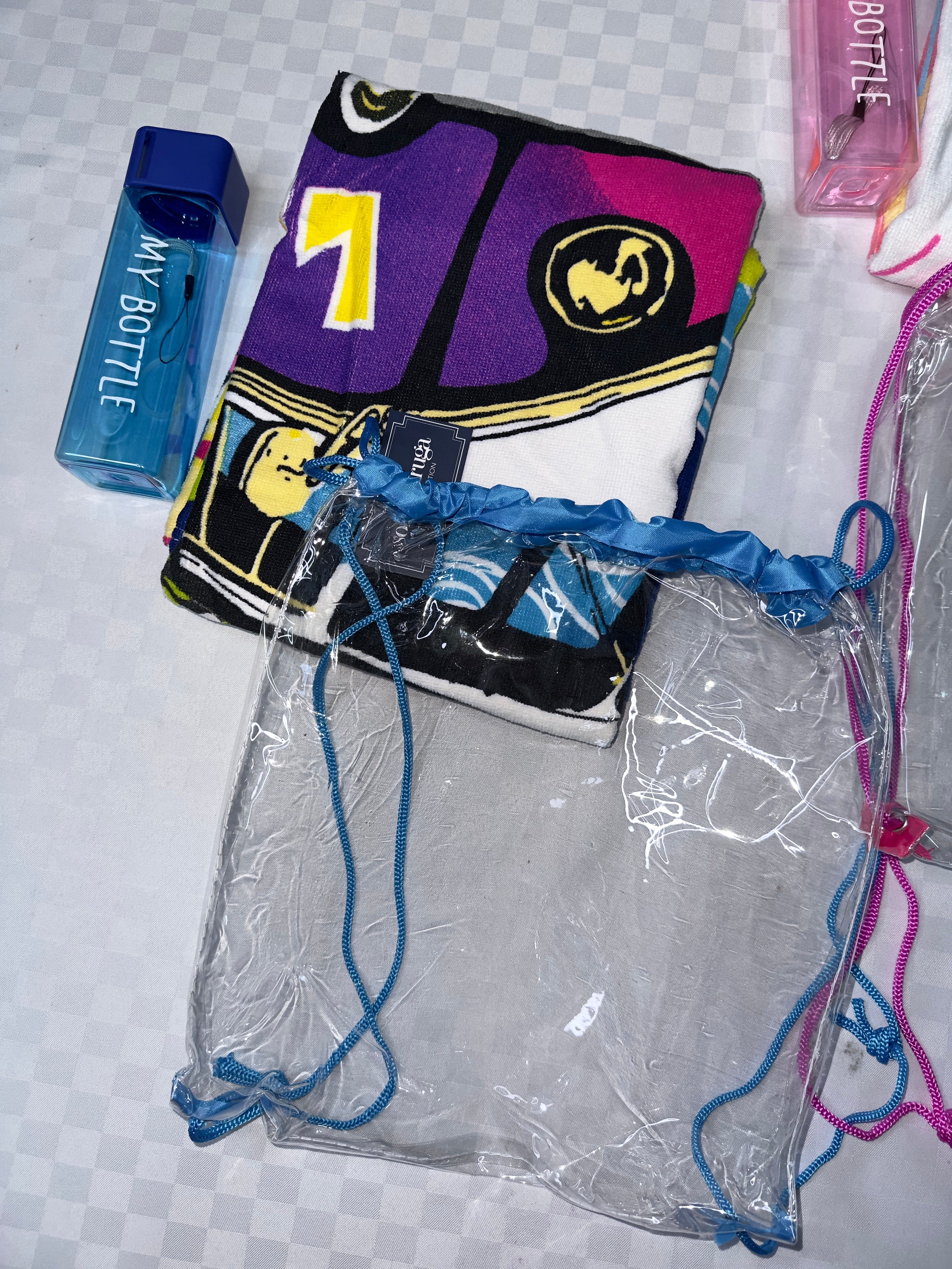 SET MARE BIMBO/A 3 PEZZI TELO MARE IN SPUGNA, BORSA E BORRACCIA