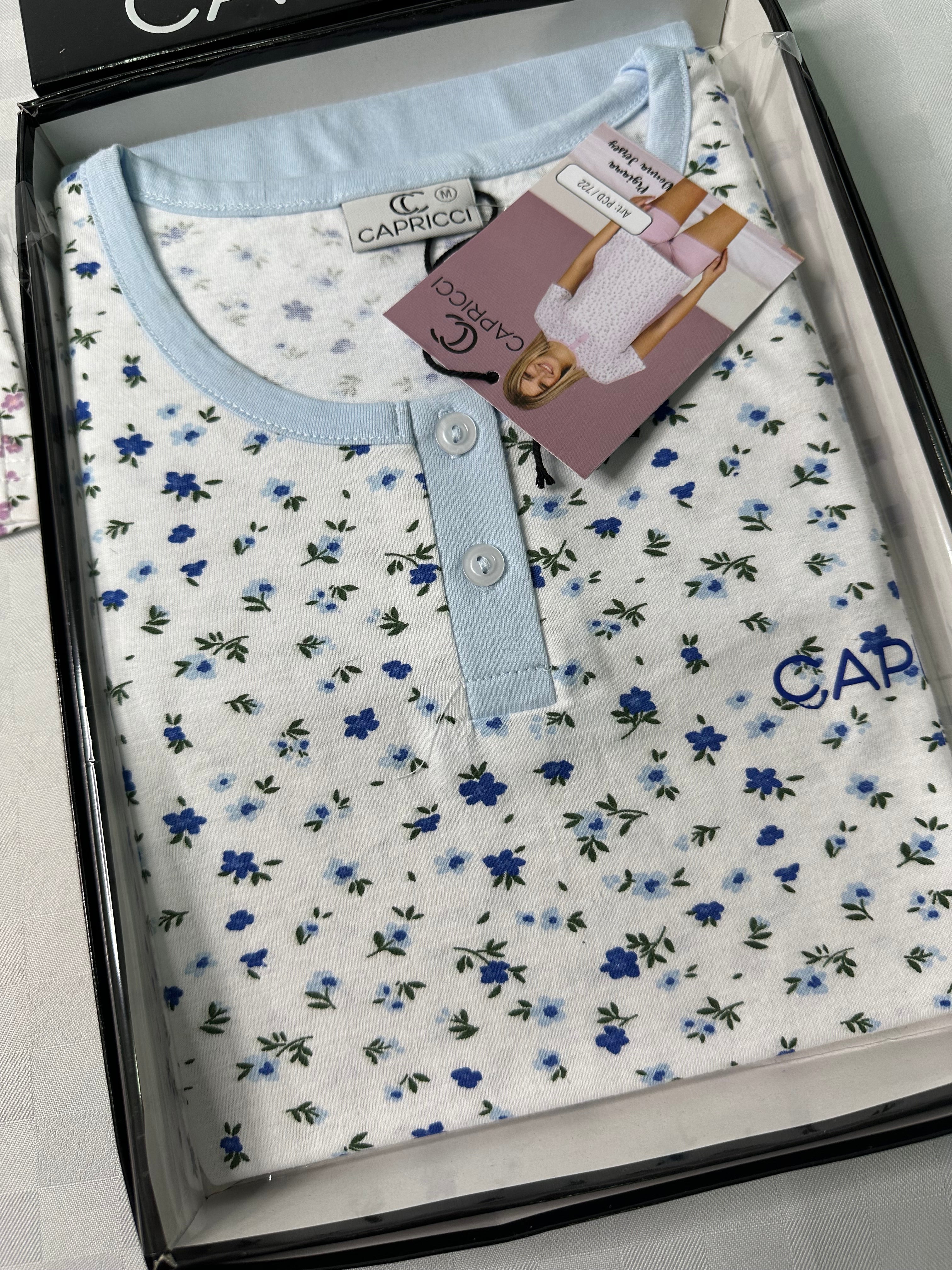 PIGIAMA DONNA IN COTONE 100% MEZZA MANICA E PANTALONCINO