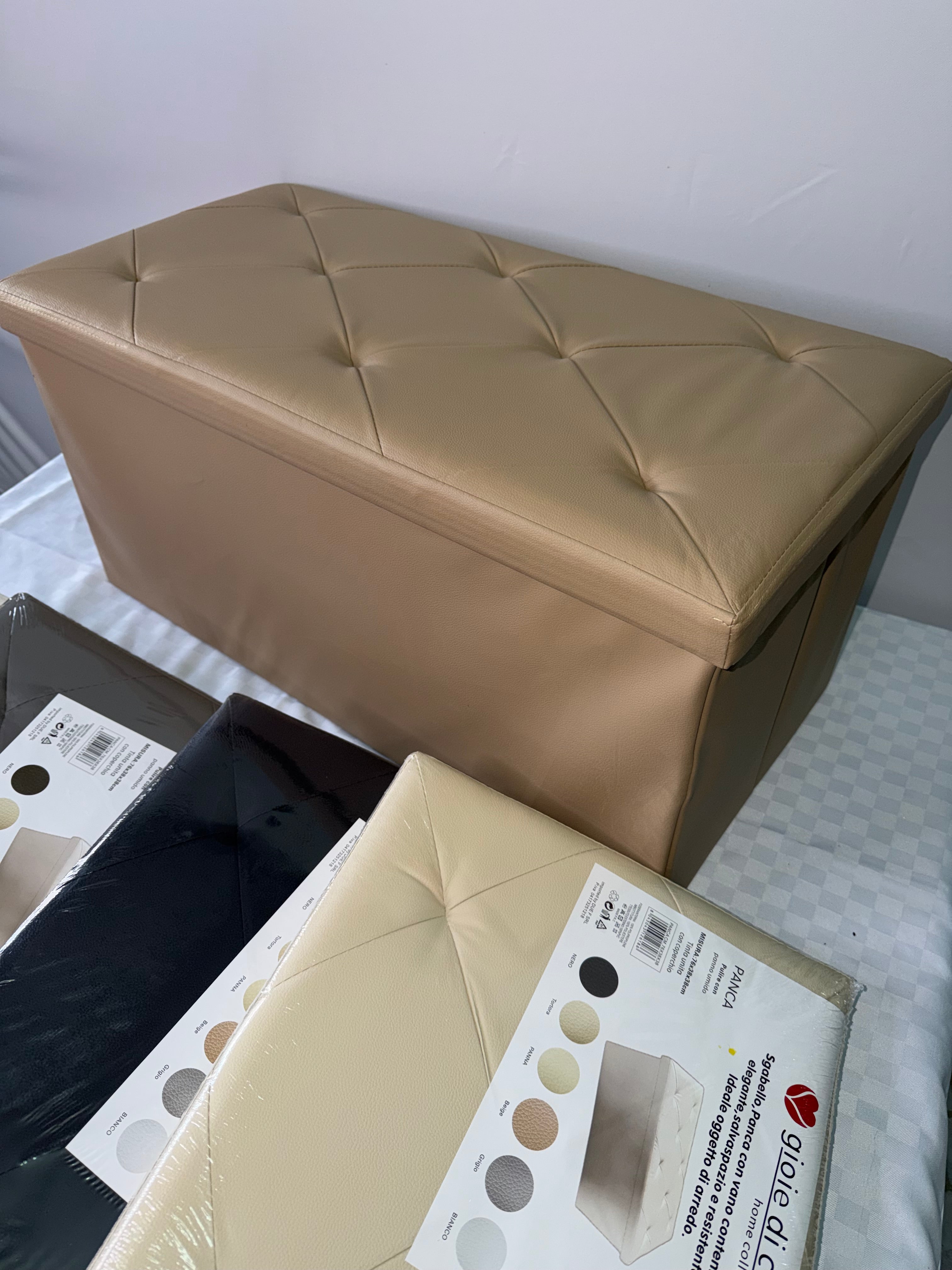 POUF CONTENITORE IN PELLE misura 75x40cm