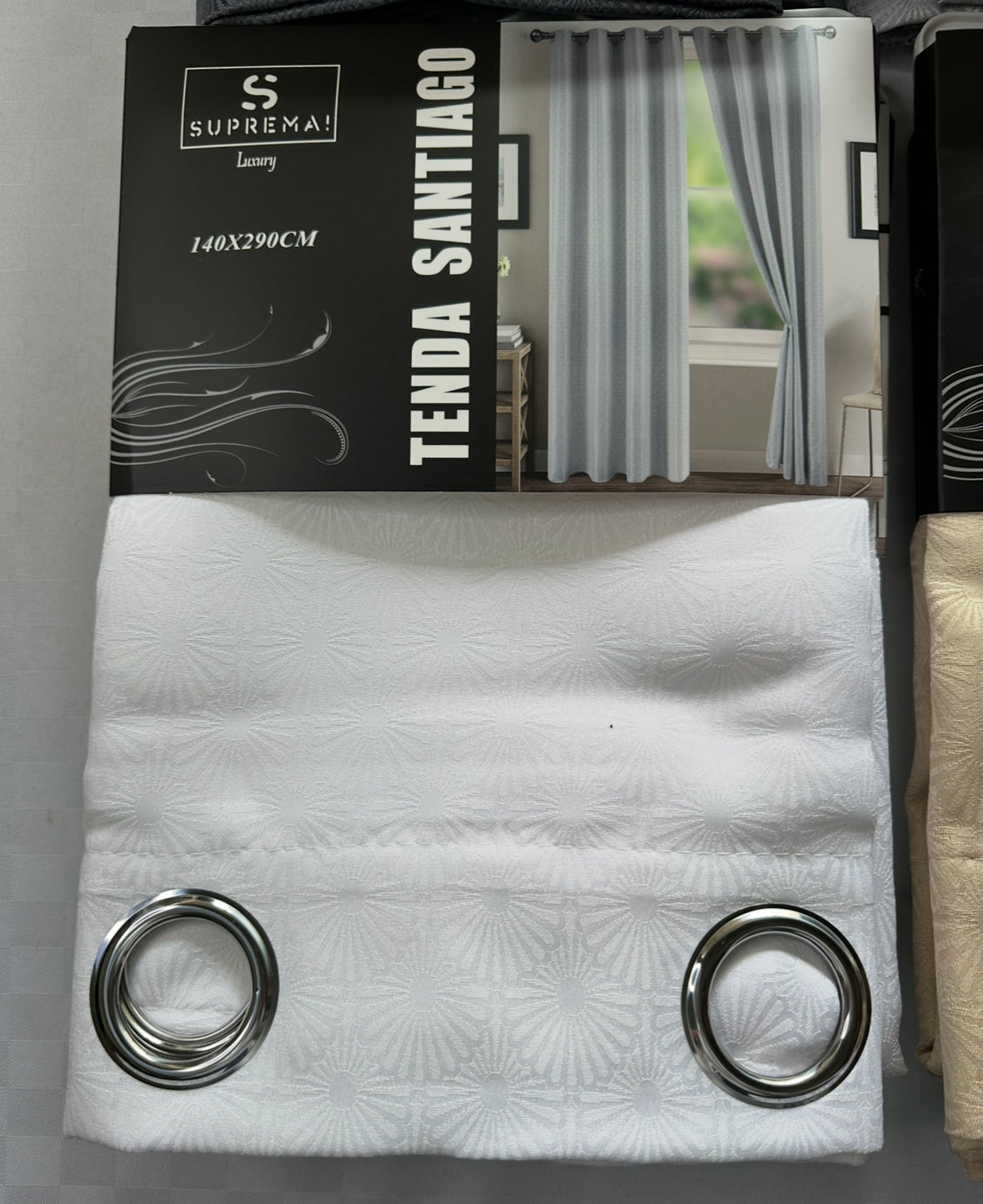 COPPIA DI TENDE PER INTERNI TESSUTO COPRENTE CONFEZIONE DA 2 TELI (OGNI TELO MISURA 140x290cm)art.Santiago