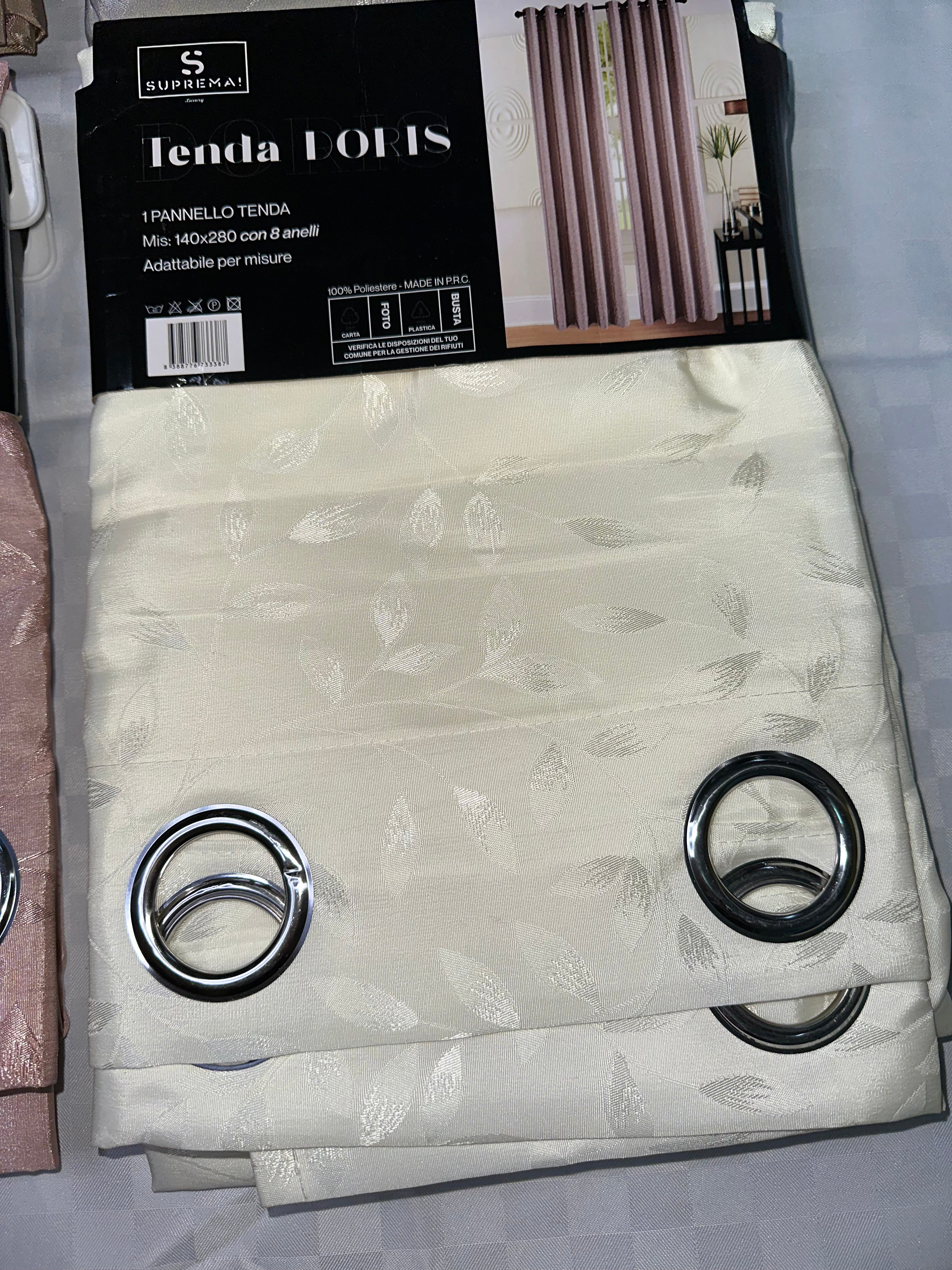 COPPIA DI TENDE PER INTERNI TESSUTO COPRENTE CONFEZIONE DA 2 TELI (OGNI TELO MISURA 140x280cm)art.Doris