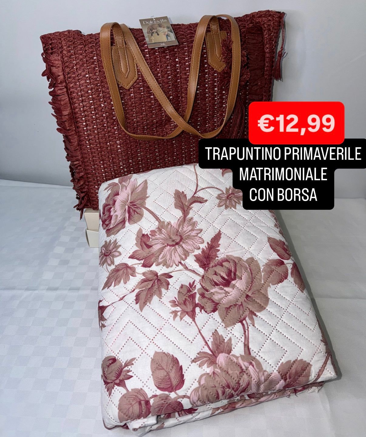 TRAPUNTINO PRIMAVERILE MATRIMONIALE 260x260cm CON BORSA IN OMAGGIO