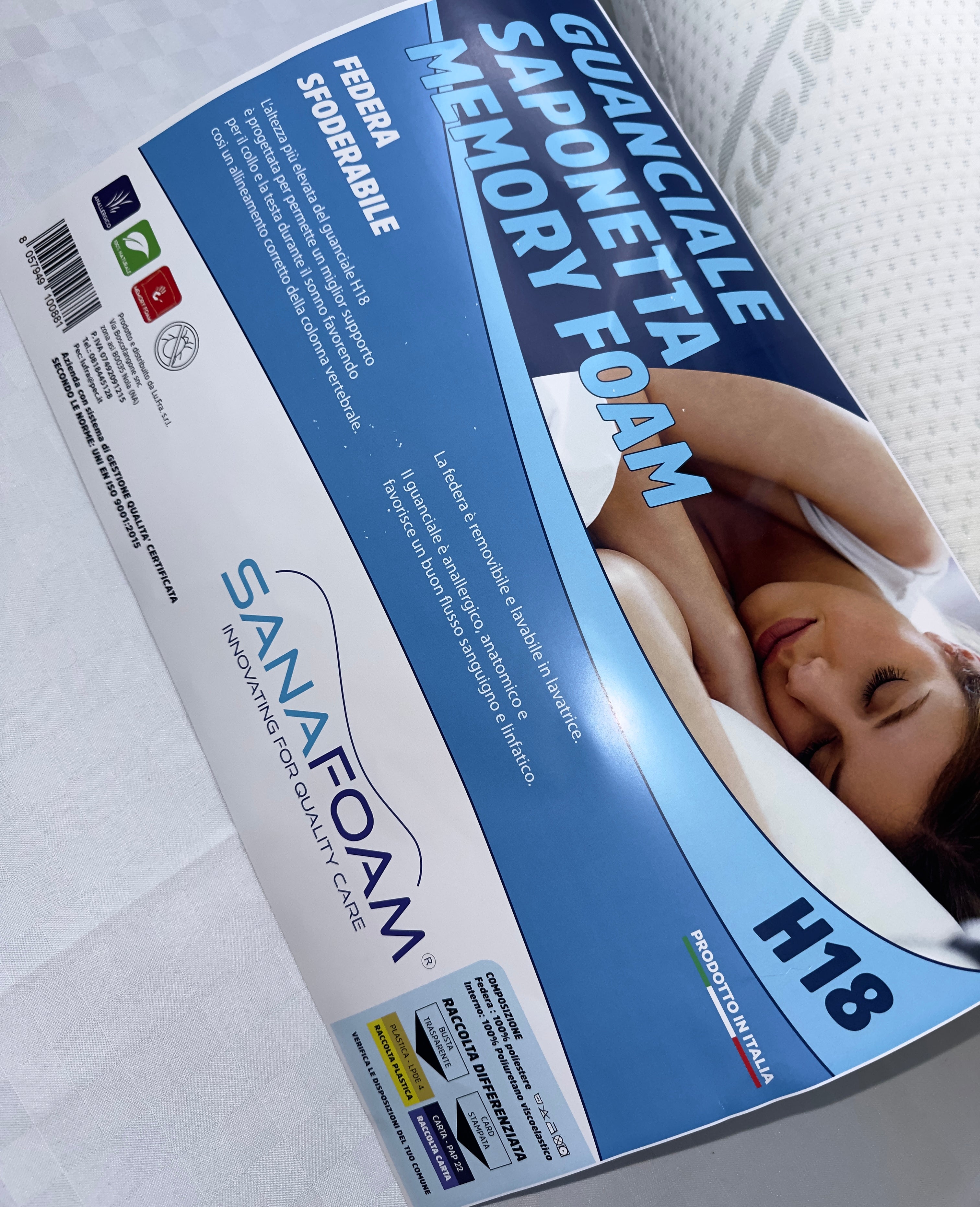 GUANCIALE CUSCINO IN MEMORY FOAM H18