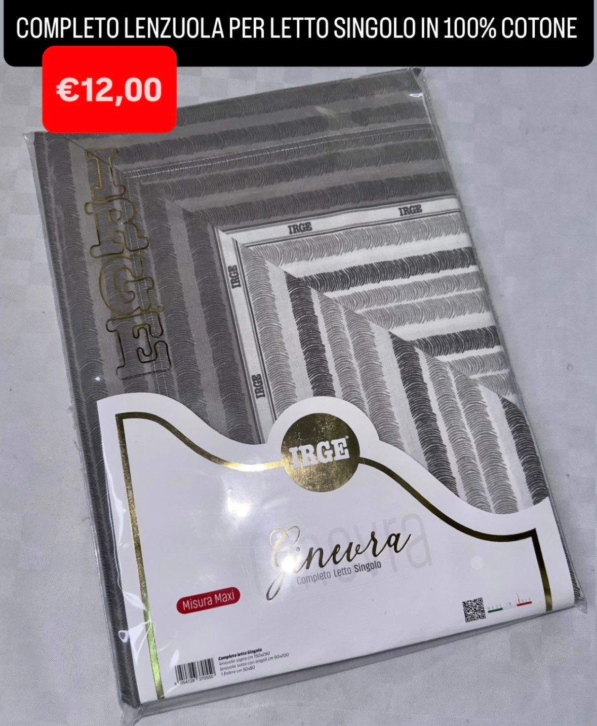 COMPLETO LENZUOLA SINGOLO IN 100% COTONE Lenzuolo sopra,Lenzuolo sotto con angoli e Federa