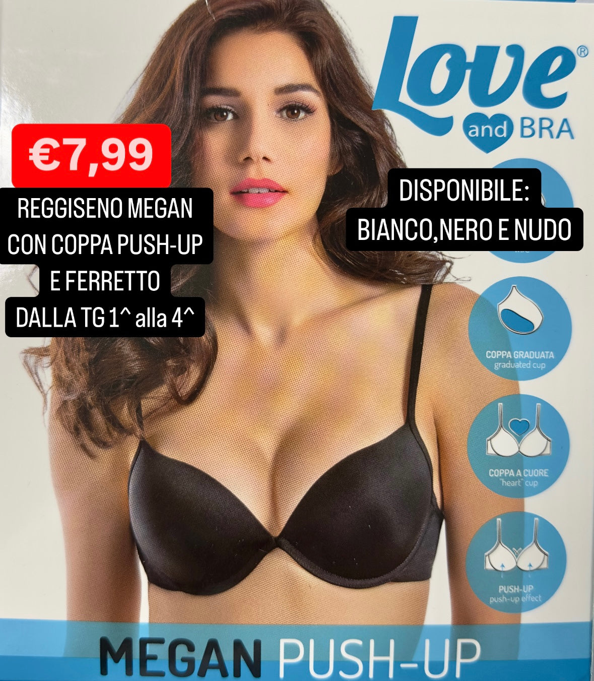 REGGISENO MEGAN CON COPPA PUSH-UP E FERRETTO LOVE AND BRA