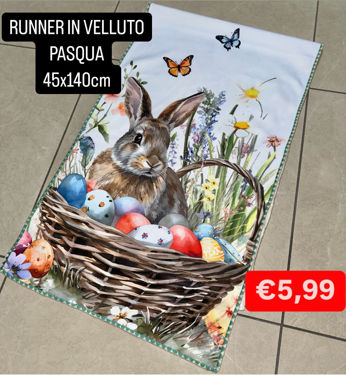 RUNNER DI PASQUA IN VELLUTO 45x140cm
