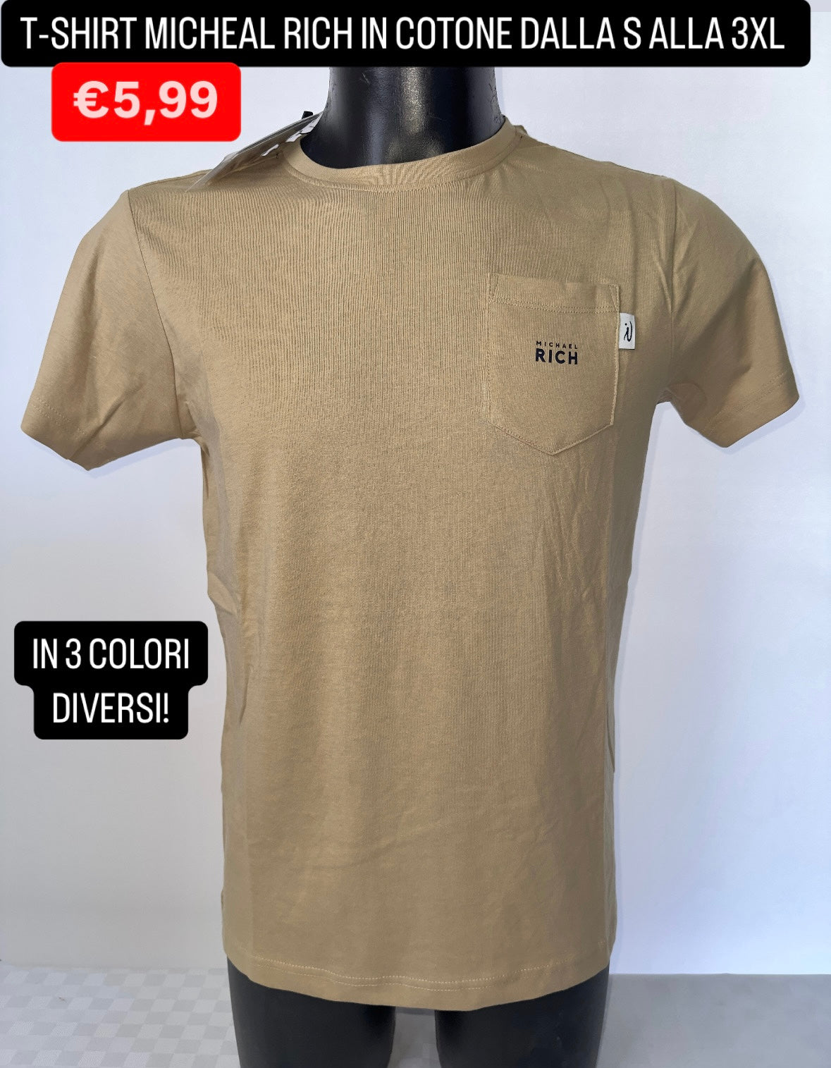 T-SHIRT UOMO MEZZA MANICA CON TASCHINO IN COTONE MICHEAL RICH