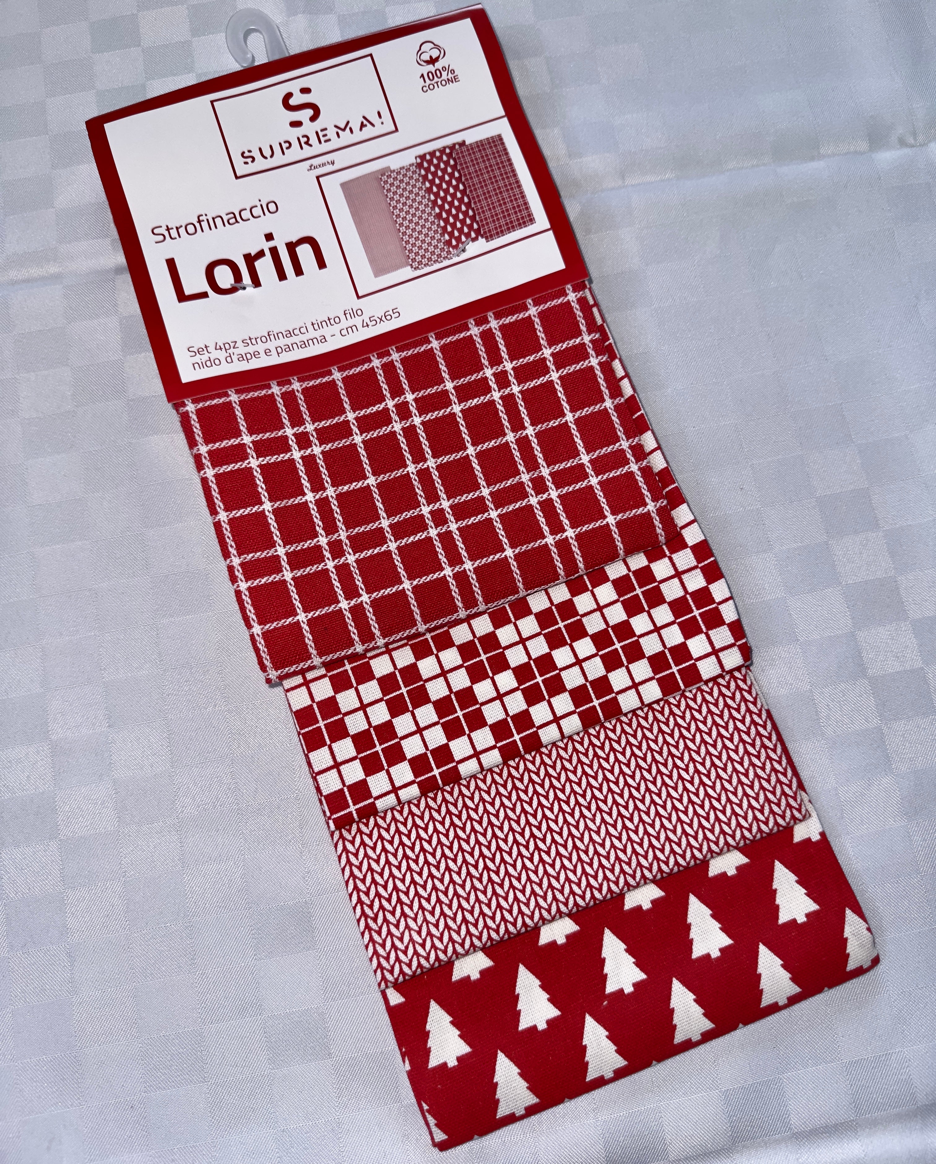 SET 4 PEZZI STROFINACCI CUCINA IN COTONE NATALIZIO