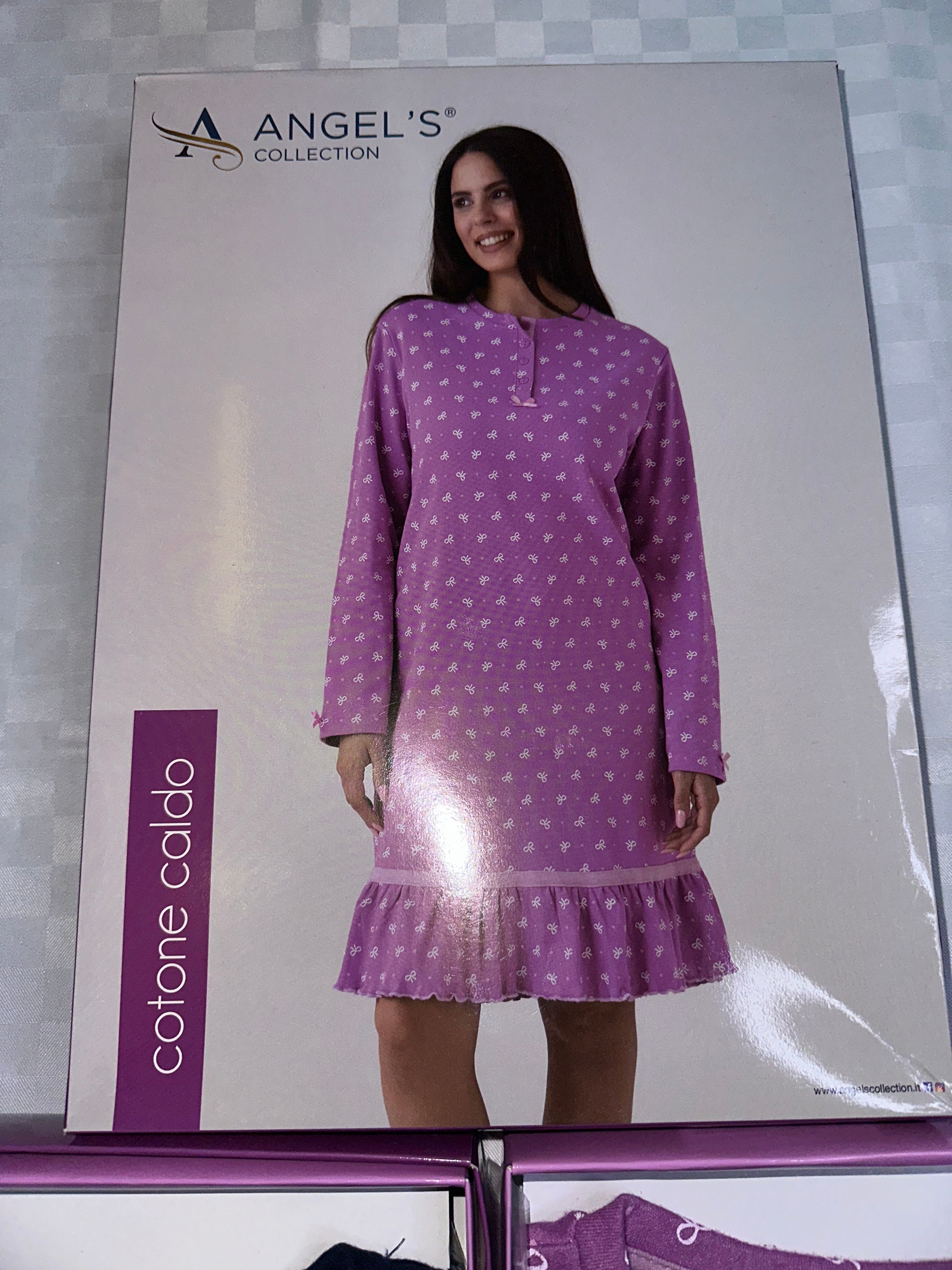 CAMICIA DA NOTTE DONNA IN COTONE CALDO MANICA LUNGA