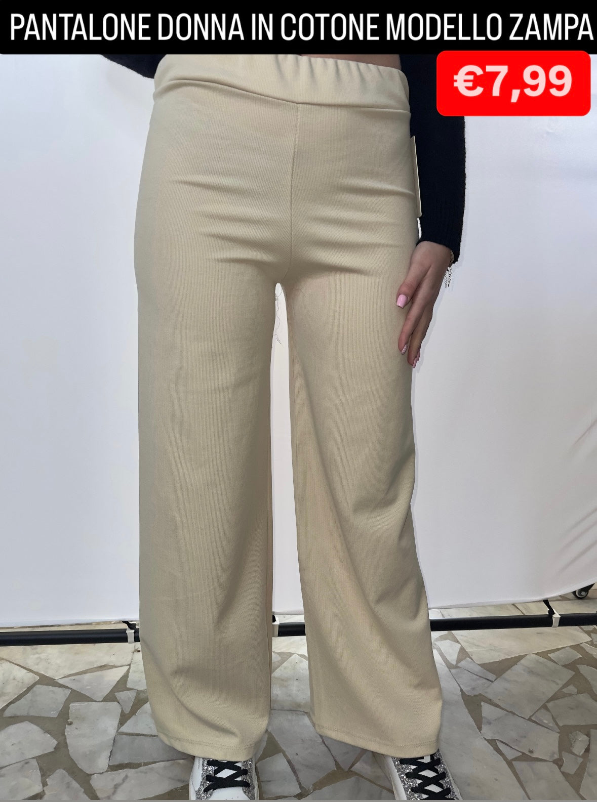 PANTALONE DONNA IN COTONE MODELLO ZAMPA TAGLIA UNICA