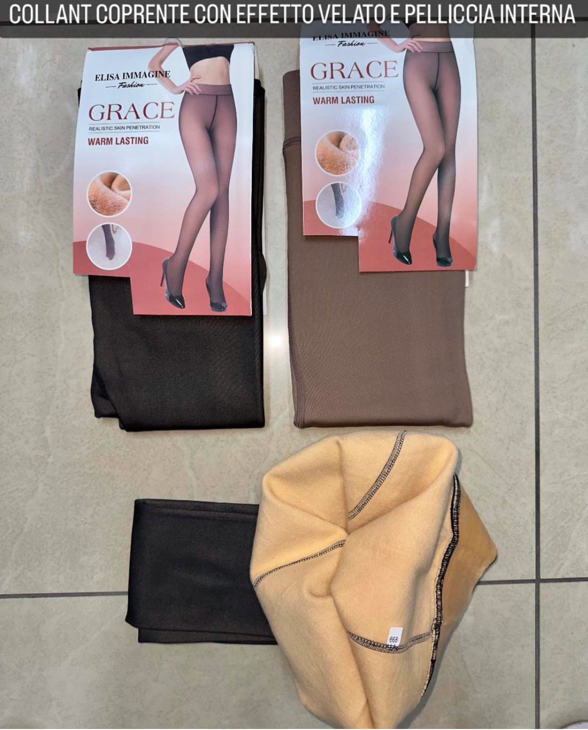 COLLANT COPRENTE CON EFFETTO VELATO E PELLICCIA INTERNA (Taglia unica calza fino ad una XL)