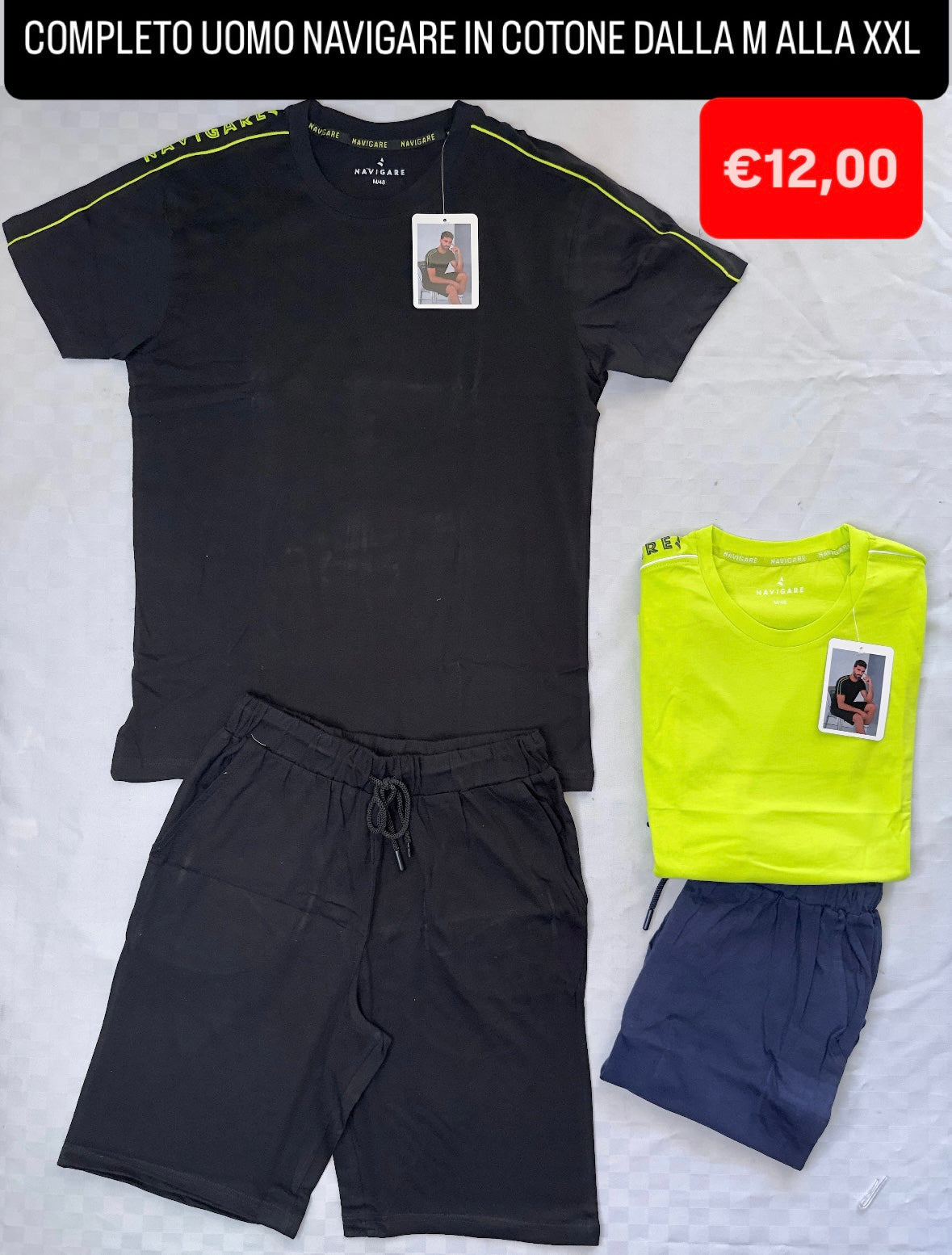 COMPLETO UOMO NAVIGARE IN COTONE MEZZA MANICA E PANTALONCINO