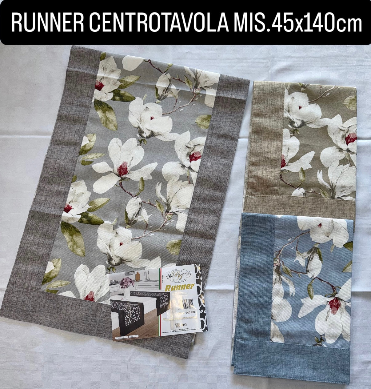 RUNNER CENTROTAVOLA MISURA 45x140cm in cotone Fantasia Iris