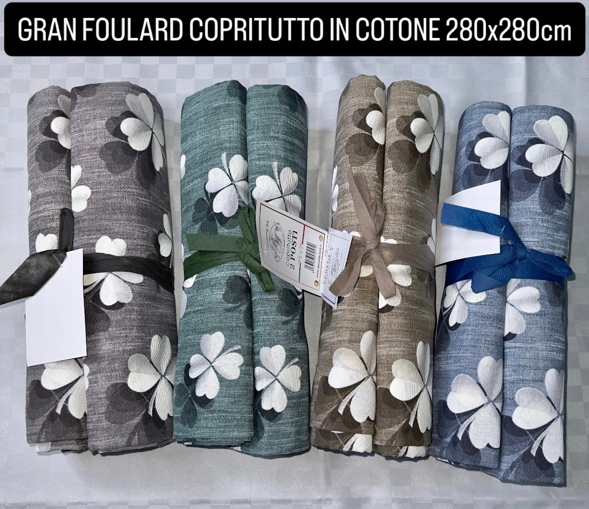 GRAN FOULARD COPRITUTTO IN COTONE 280x280cm art. Fortuna