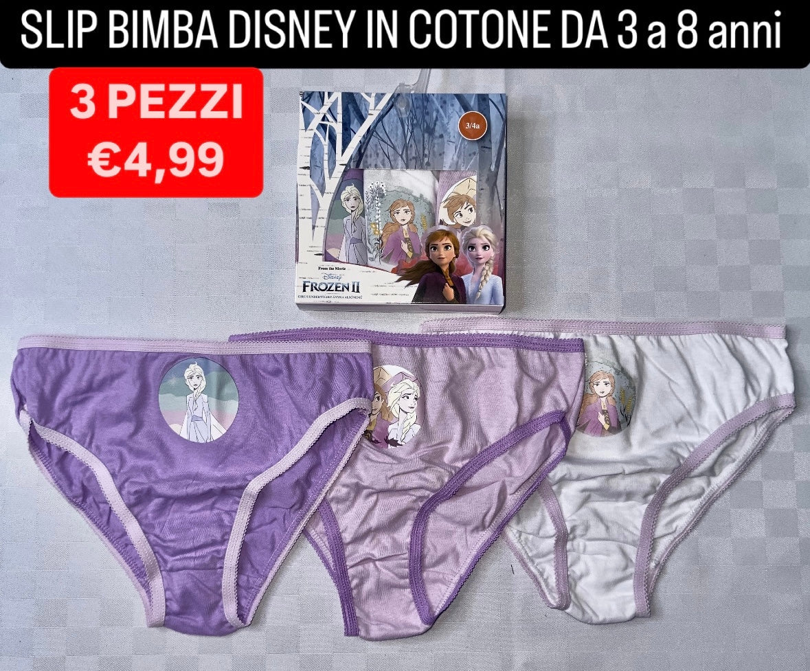 SLIP BIMBA IN COTONE DA 3 a 8 anni SET DA 3 PEZZI
