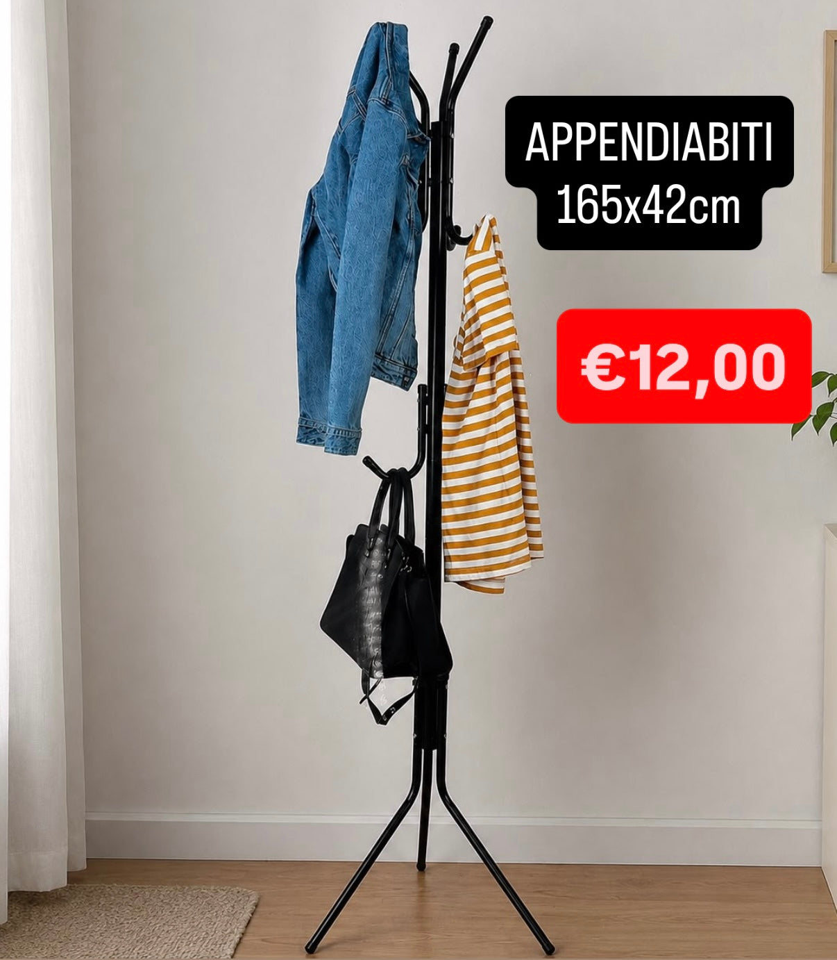 APPENDIABITI IN METALLO misura 165x42cm