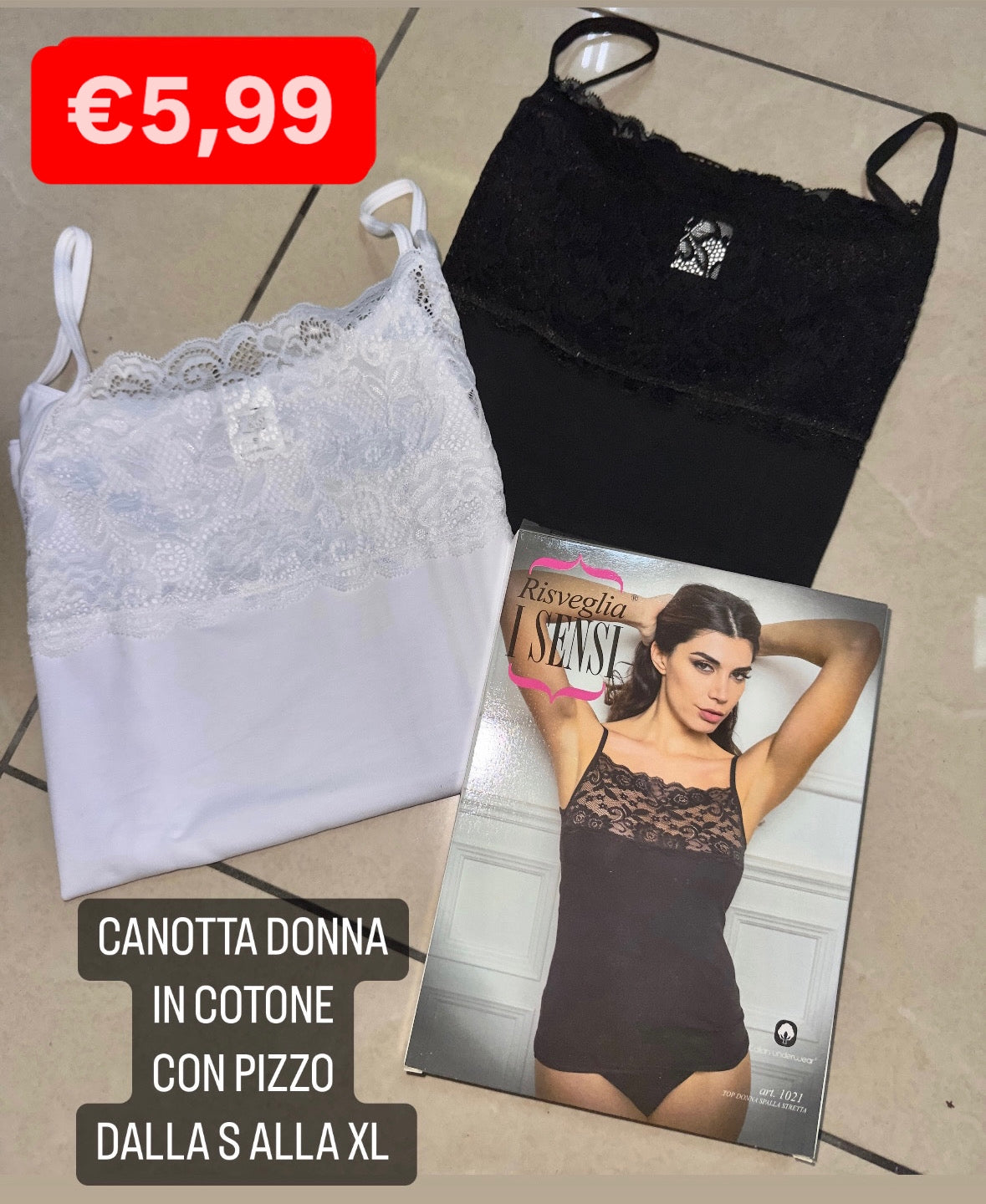 CANOTTA SOTTOGIACCA CON PIZZO IN COTONE BRETELLINE Sensi