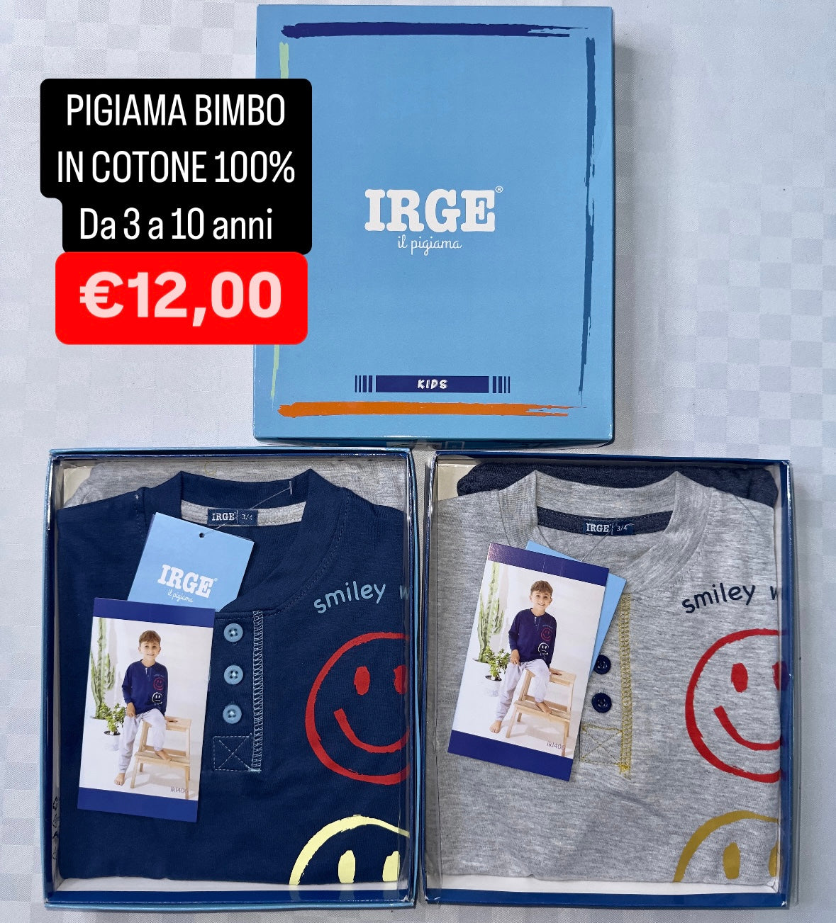 PIGIAMA BIMBO IN 100% COTONE MANICA LUNGA E PANTALONE LUNGO.