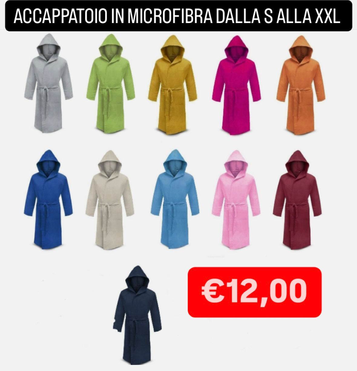 ACCAPPATOIO IN MICROFIBRA CON CAPPUCCIO E CINTURA