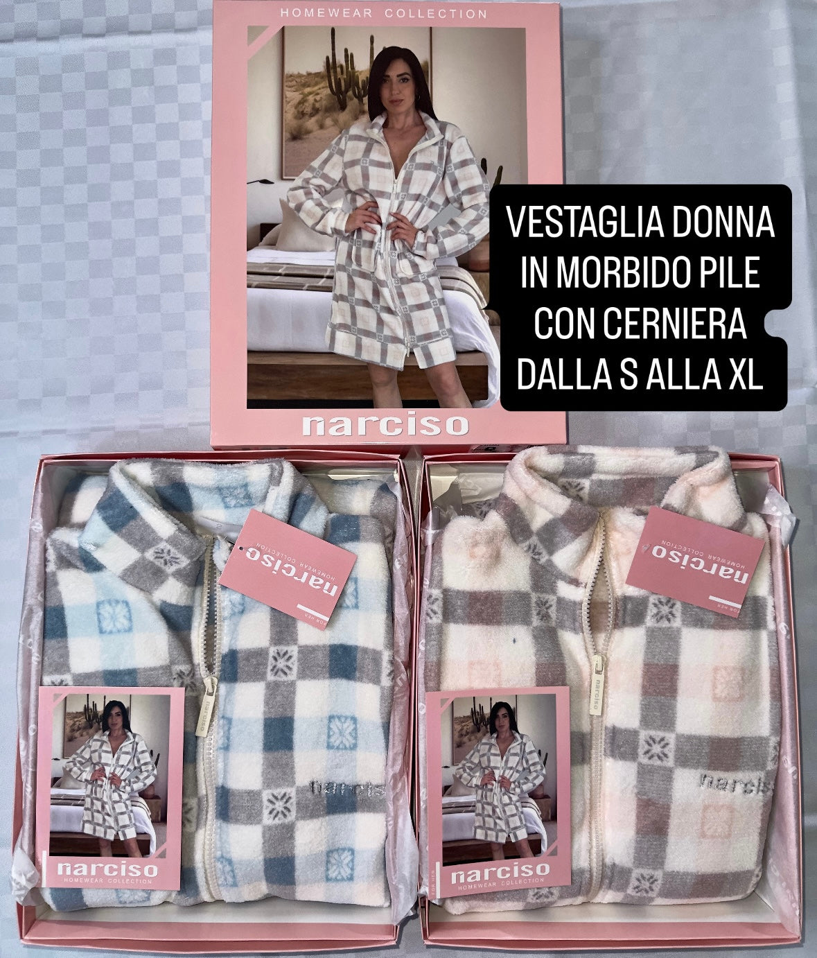 VESTAGLIA DONNA IN MORBIDO PILE CON CERNIERA