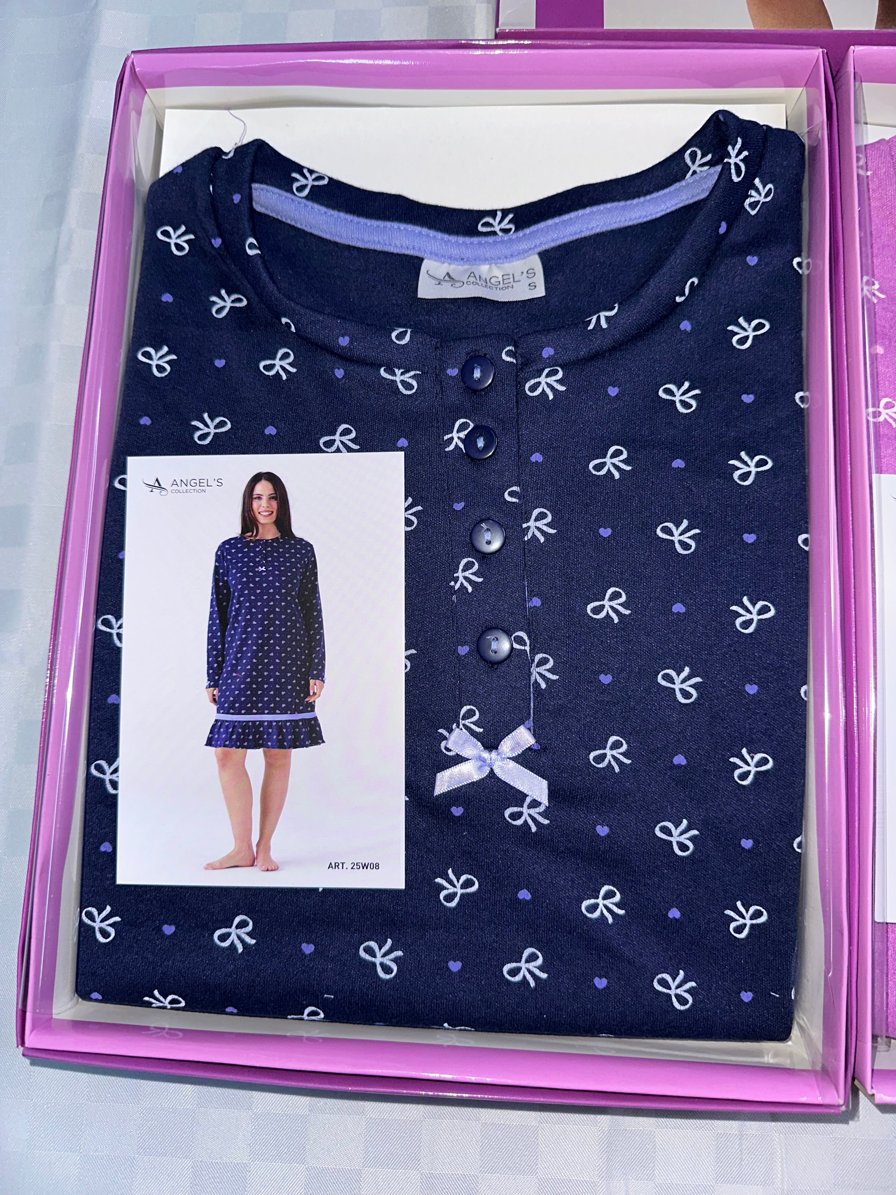 CAMICIA DA NOTTE DONNA IN COTONE CALDO MANICA LUNGA