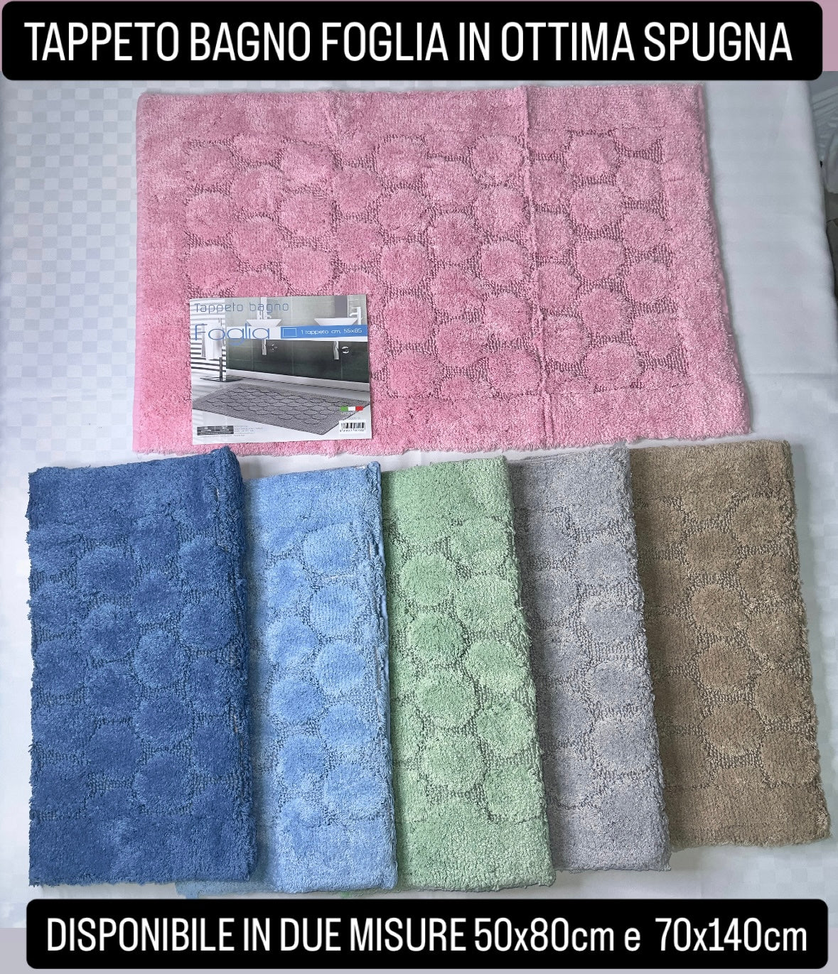 TAPPETO BAGNO IN SPUGNA in due misure 50x80cm oppure 70x140cm