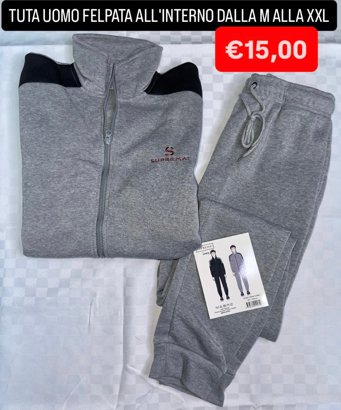 TUTA UOMO FELPATA ALL'INTERNO