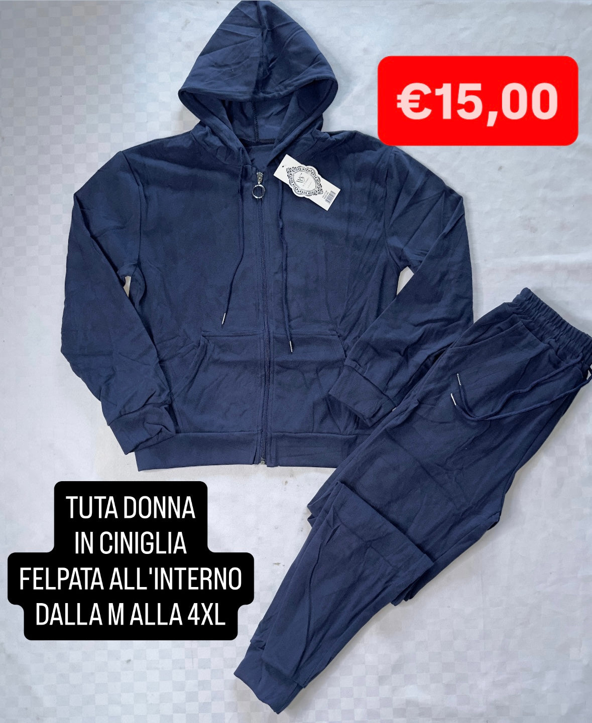 TUTA DONNA IN CINIGLIA FELPATA ALL'INTERNO