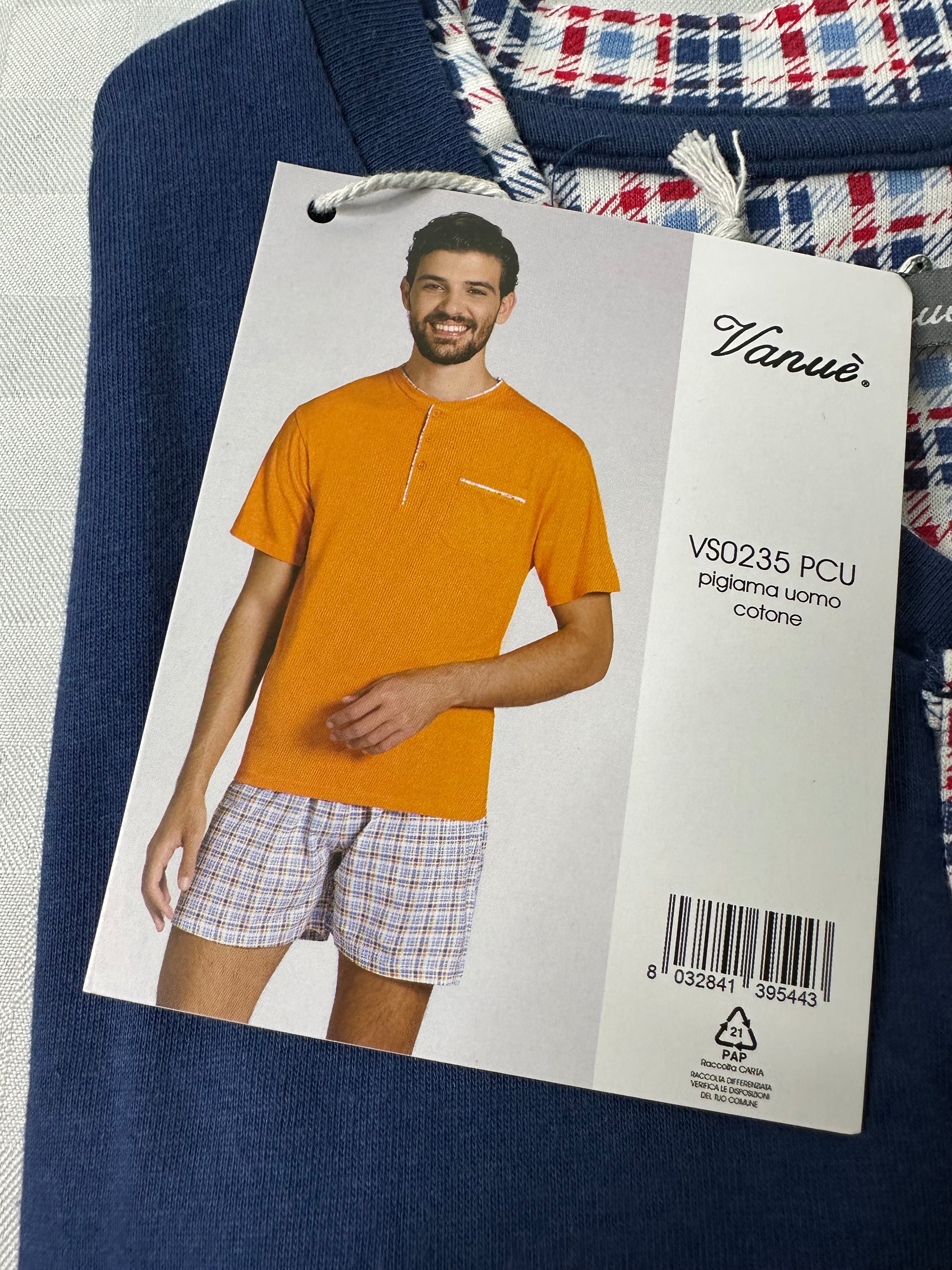 PIGIAMA UOMO IN 100% COTONE Mezza Manica e Pantaloncino