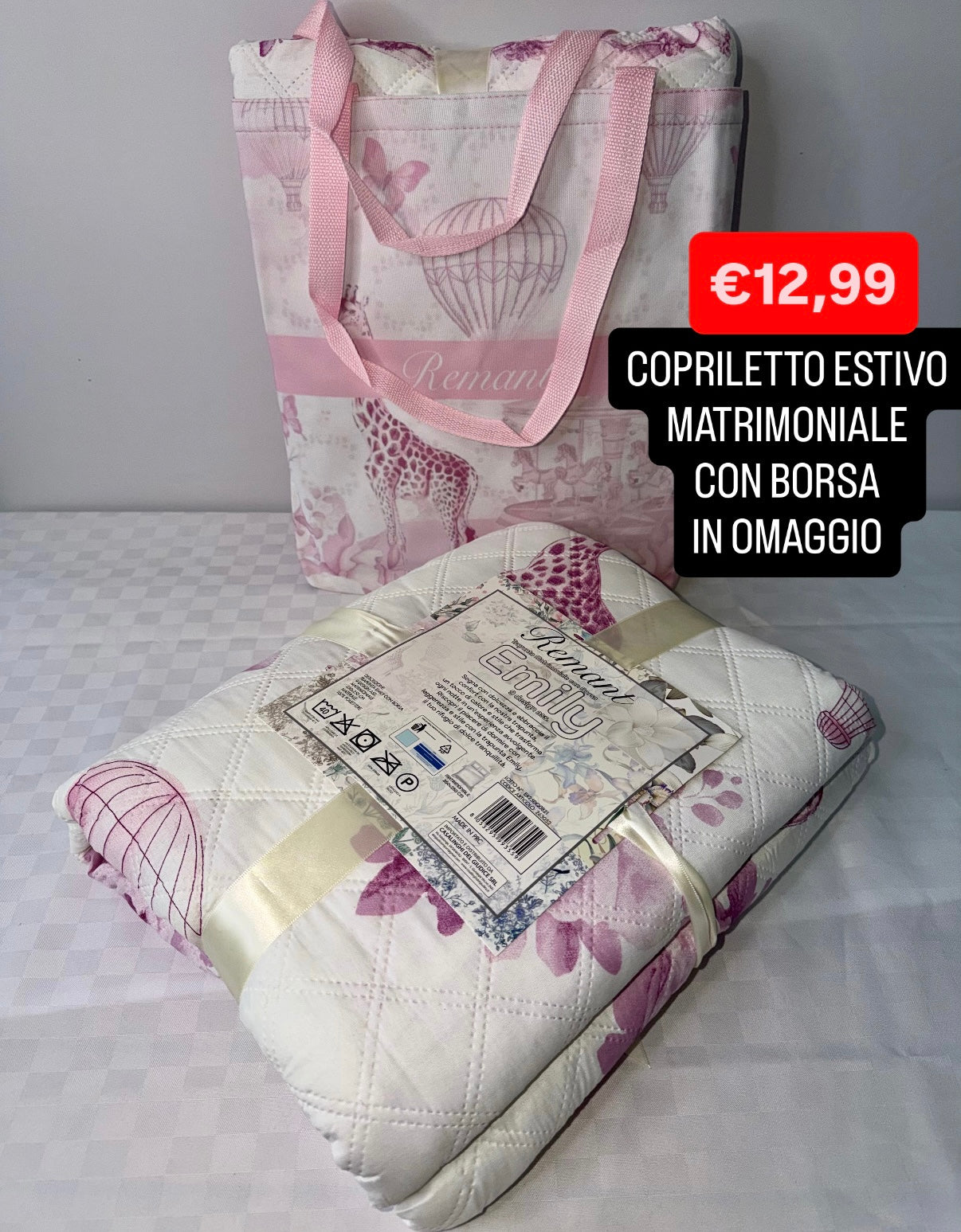 COPRILETTO ESTIVO MATRIMONIALE misura 250x260cm CON BORSA IN OMAGGIO
