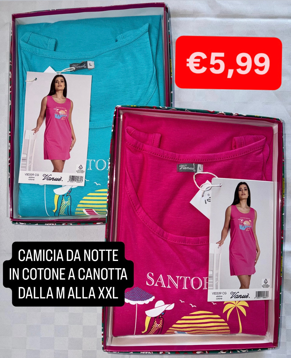 CAMICIA DA NOTTE A Canotta in 100% cotone