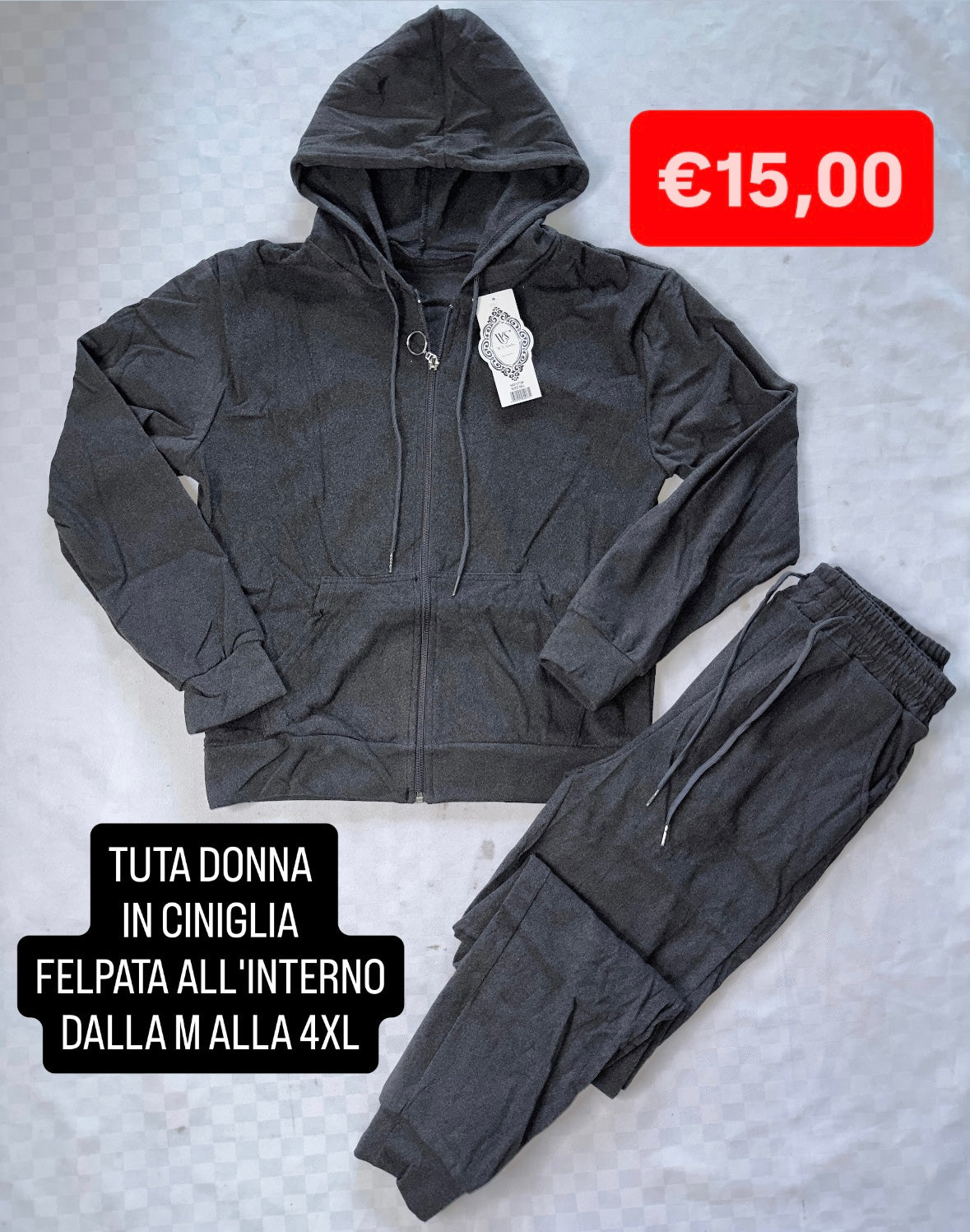 TUTA DONNA IN CINIGLIA FELPATA ALL'INTERNO