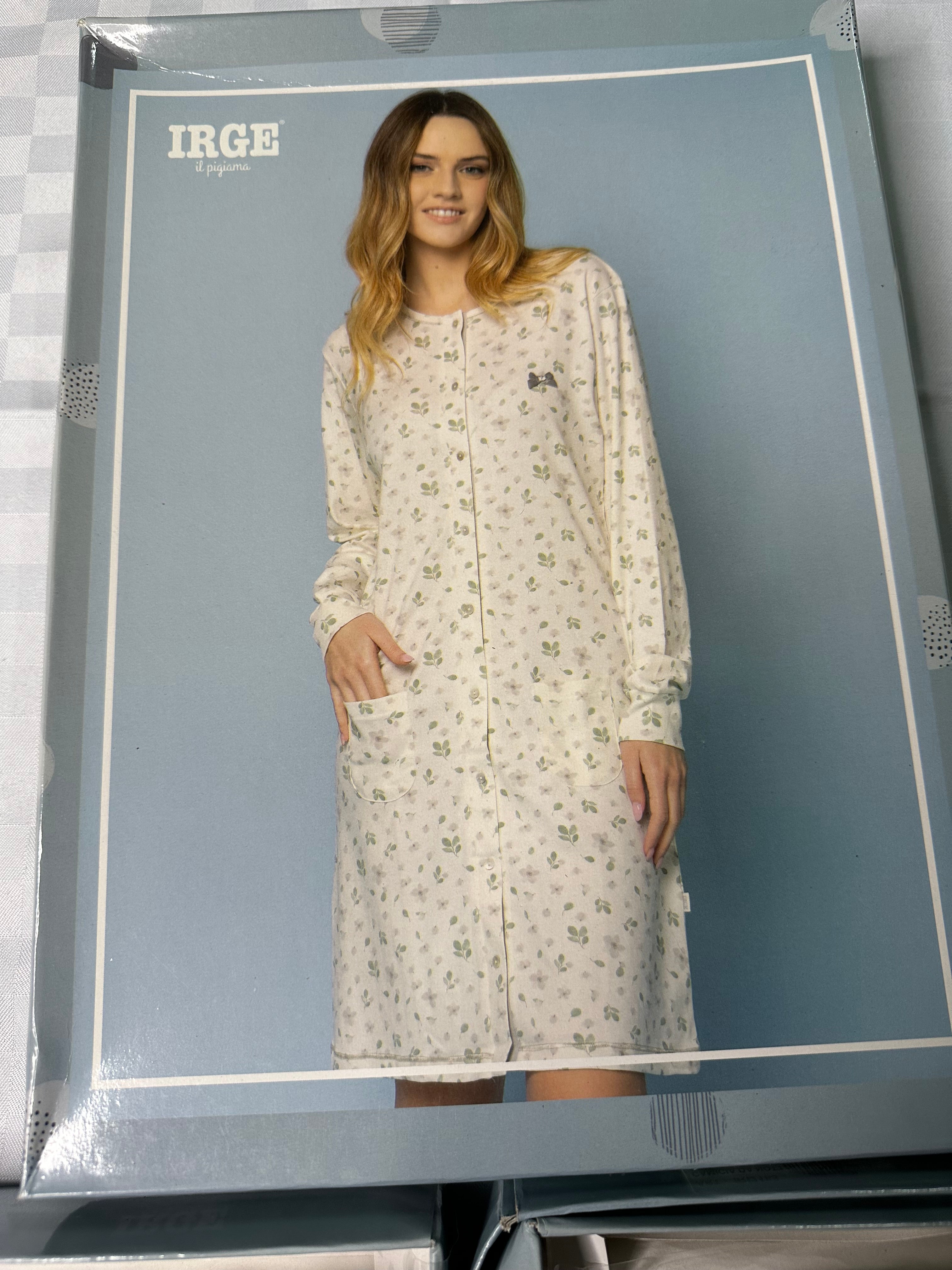 CAMICIA DA NOTTE DONNA IN COTONE CALDO APERTA AVANTI CON BOTTONI