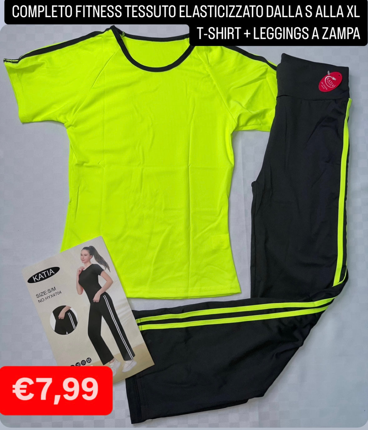 COMPLETO FITNESS T-SHIRT + LEGGINGS TESSUTO ELASTICIZZATO