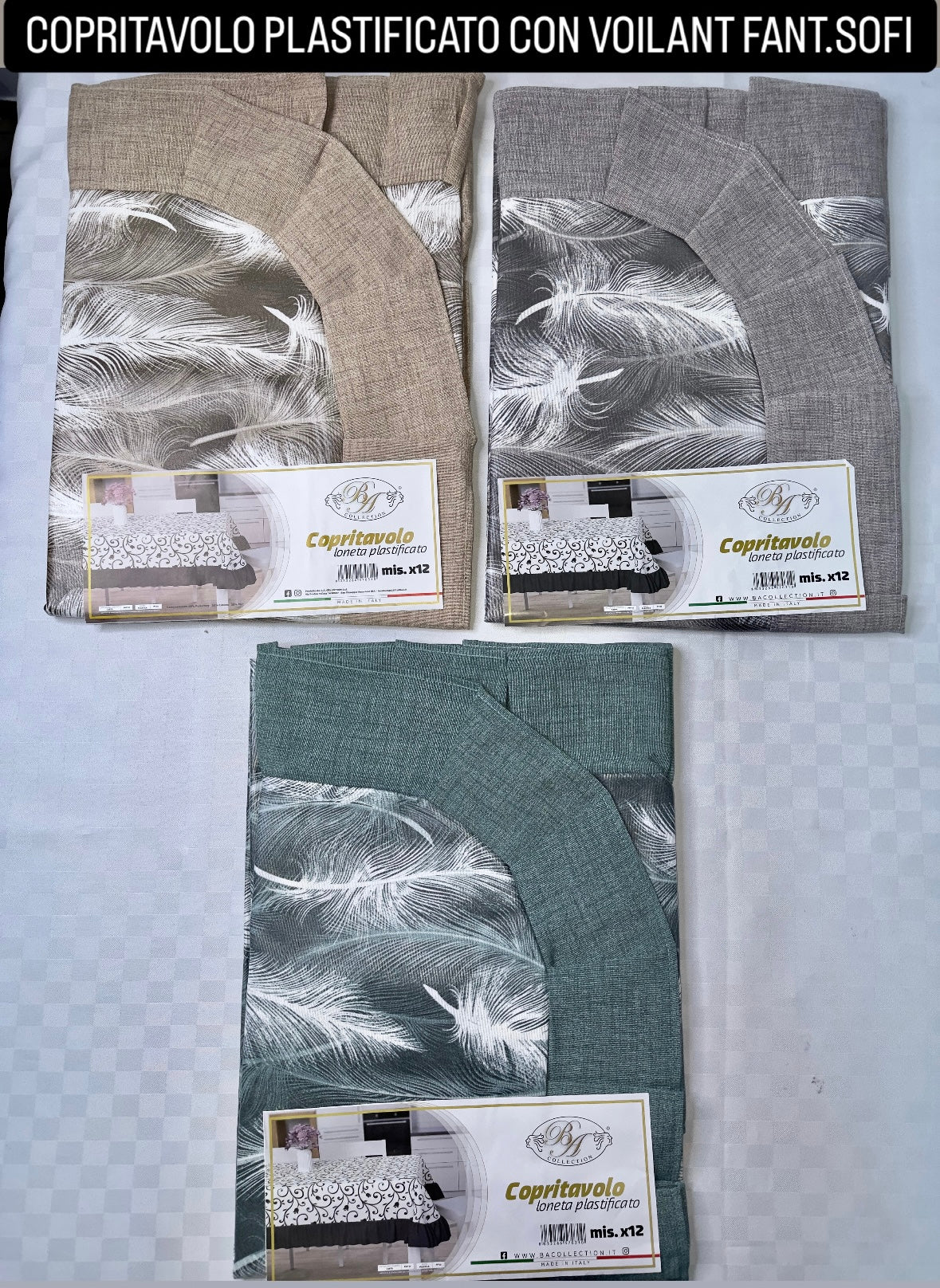 COPRITAVOLO PLASTIFICATO CON VOILANT X6 PERSONE (140x180cm) e X12 PERSONE (140x240cm) FANT.SOFI.