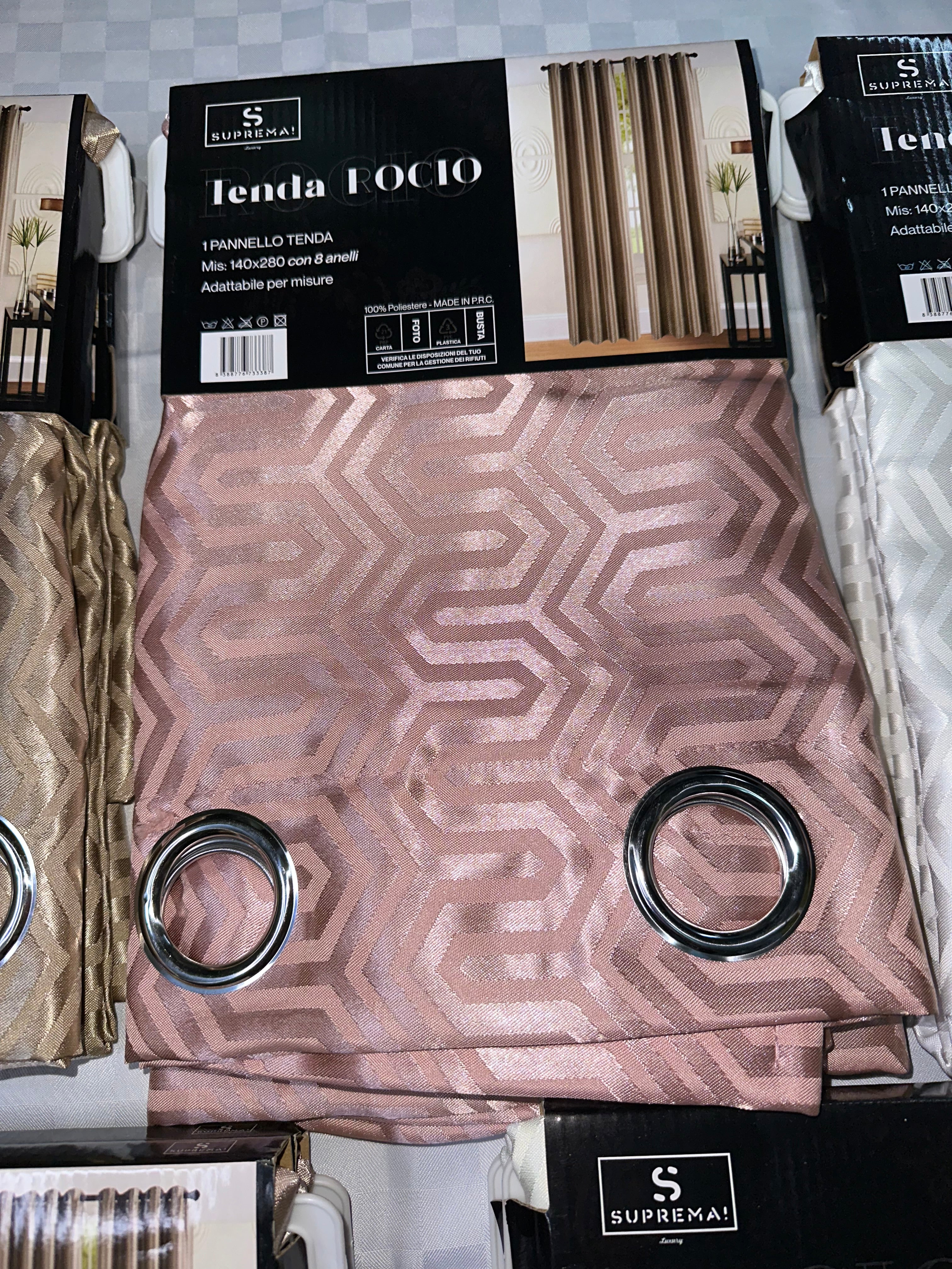 COPPIA DI TENDE PER INTERNI TESSUTO COPRENTE CONFEZIONE DA 2 TELI (OGNI TELO MISURA 140x280cm)art. Rocio