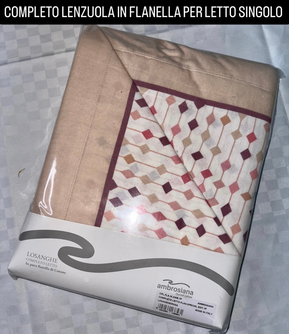 COMPLETO LENZUOLA PER LETTO SINGOLO IN FLANELLA Lenzuolo sopra,Lenzuolo sotto con angoli e due federe