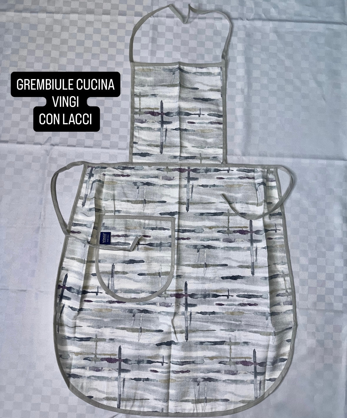 GREMBIULE CUCINA VINGI IN COTONE CON LACCI