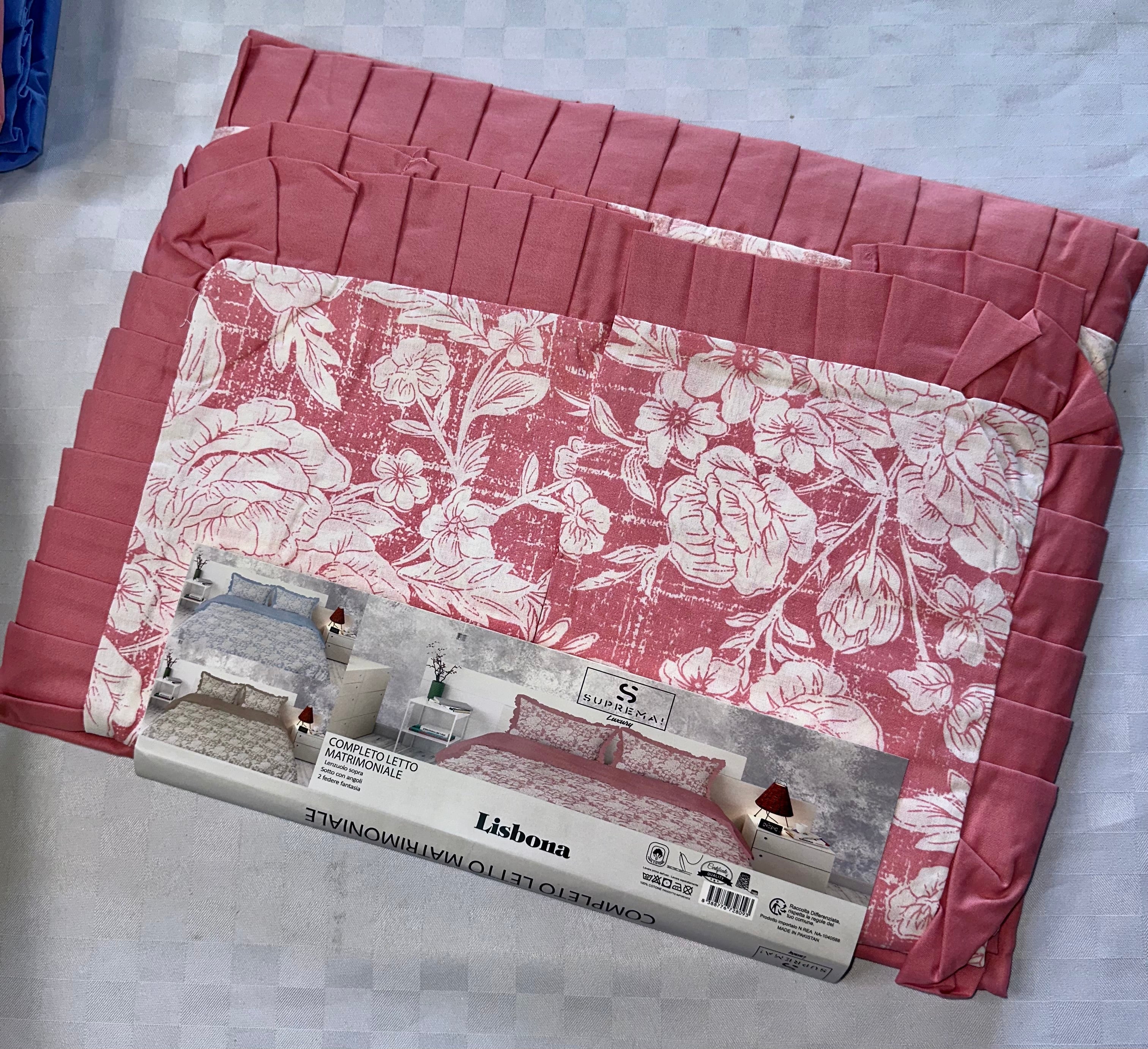 COMPLETO LENZUOLA MATRIMONIALE CON VOILANT IN 100% COTONE Lenzuolo sopra, Lenzuolo sotto con angoli e Due Federe