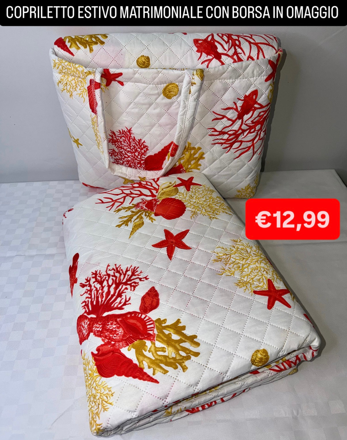COPRILETTO ESTIVO MATRIMONIALE misura 260x260cm CON BORSA IN OMAGGIO