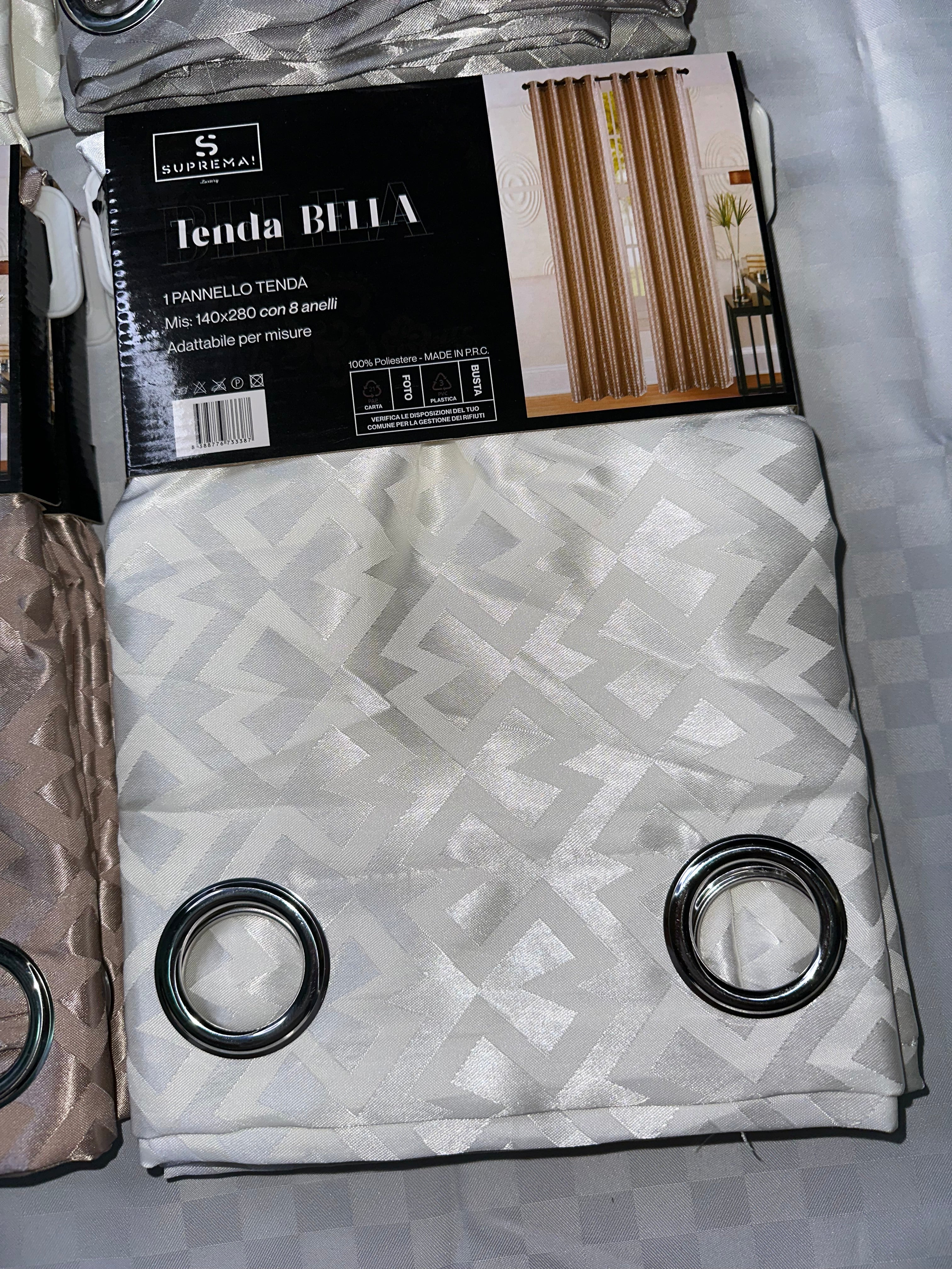 COPPIA DI TENDE PER INTERNI TESSUTO COPRENTE CONFEZIONE DA 2 TELI (OGNI TELO MISURA 140x280cm)art. Bella