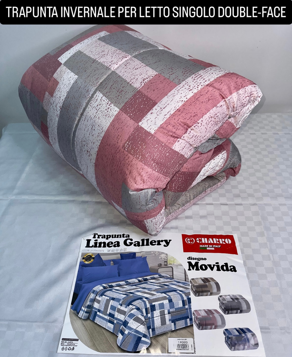 TRAPUNTA INVERNALE PER LETTO SINGOLO 170x250cm DOUBLE-FACE